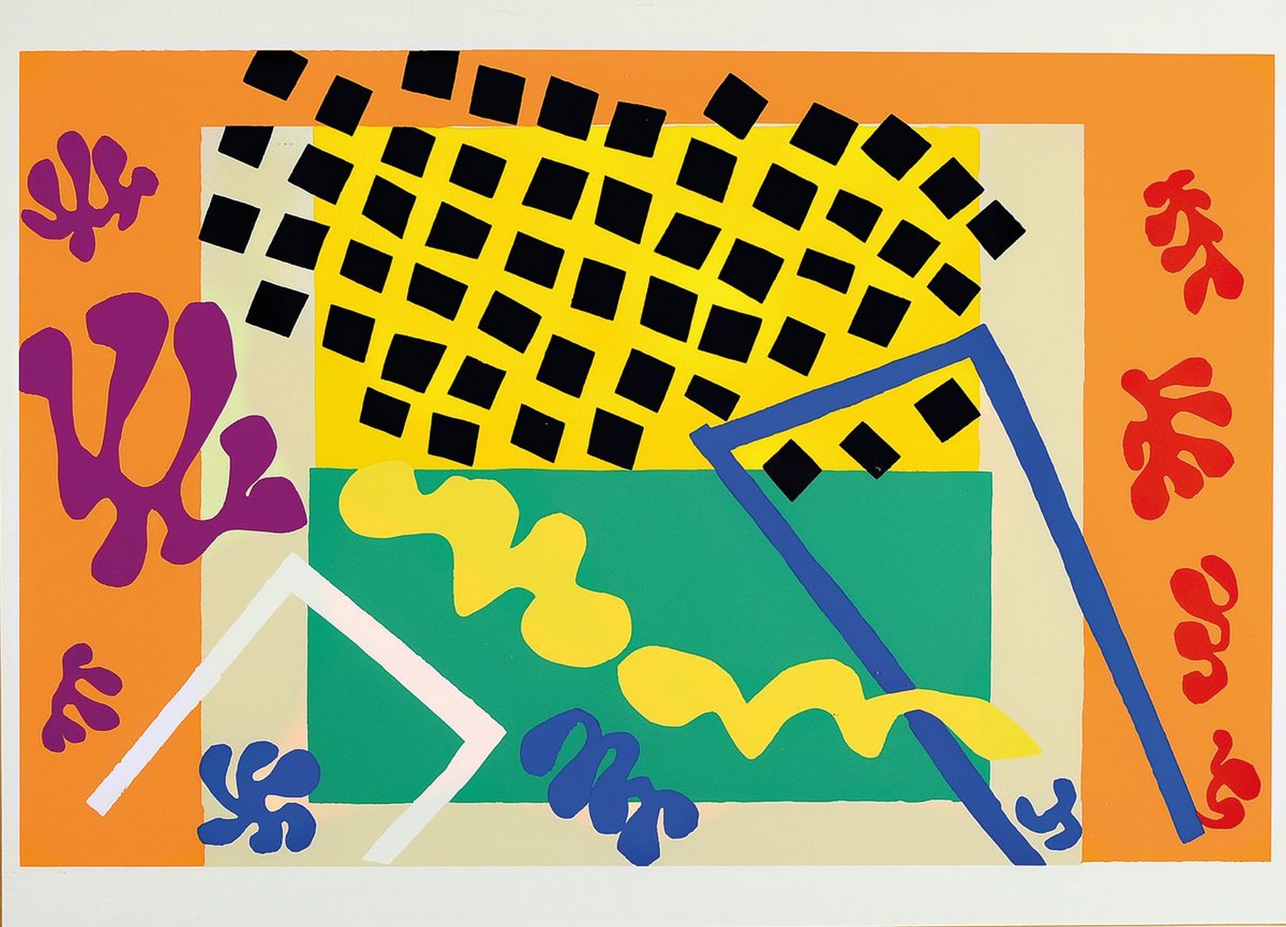 Henri Matisse, 1869-1954, Farblithographie nach einem Scherenschnitt, ca. 60x40cm, u.Gl., R. ca. 87x68cm