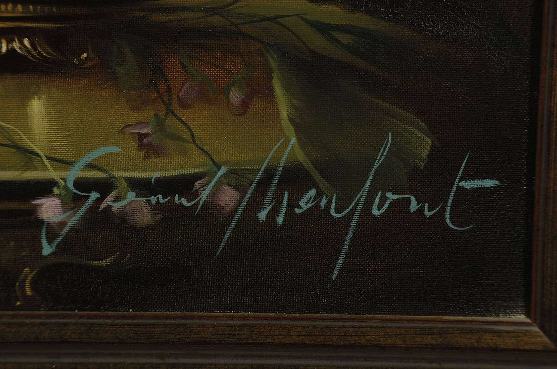Detail a: Gerhard Merfort, geb. 1927 Hennersdorf, Üppiges Blumenstillleben im Stil der alten flämischen Meister, Öl/Lwd, rechts unten sign., ca. 80x70cm, R. ...