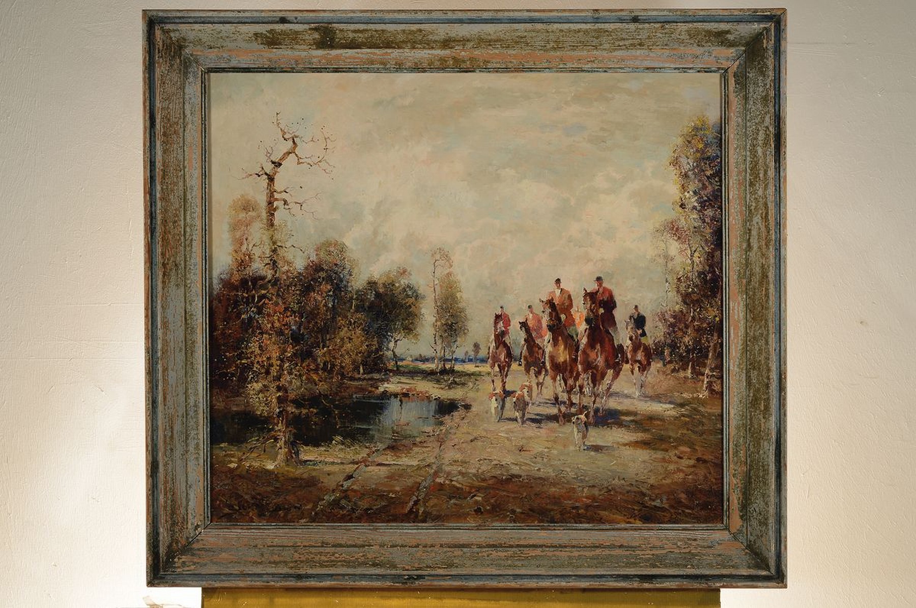 Detail k: Ludwig Gschossmann, 1894 Straßburg-1988 Tegernsee, Herbstlicher Ausritt, rückseitig so betitelt, Öl/Lwd, links unten sign., ca. 70x80cm, R. ca. ...