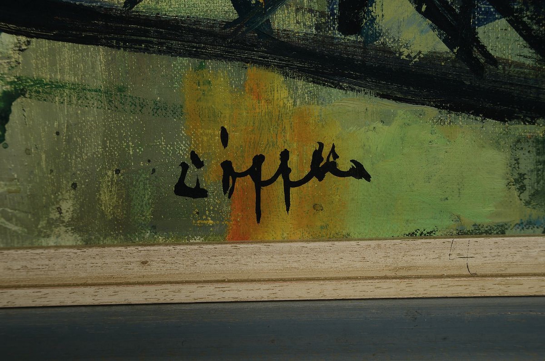 Detail a: Paul Löffler, 1938-1995 Mannheim, Blick auf den Rheinhafen Ludwigshafen-Mannheim, Öl/Lwd, links unten signiert, ca. 65x110cm, R. ca. 74x119cm
