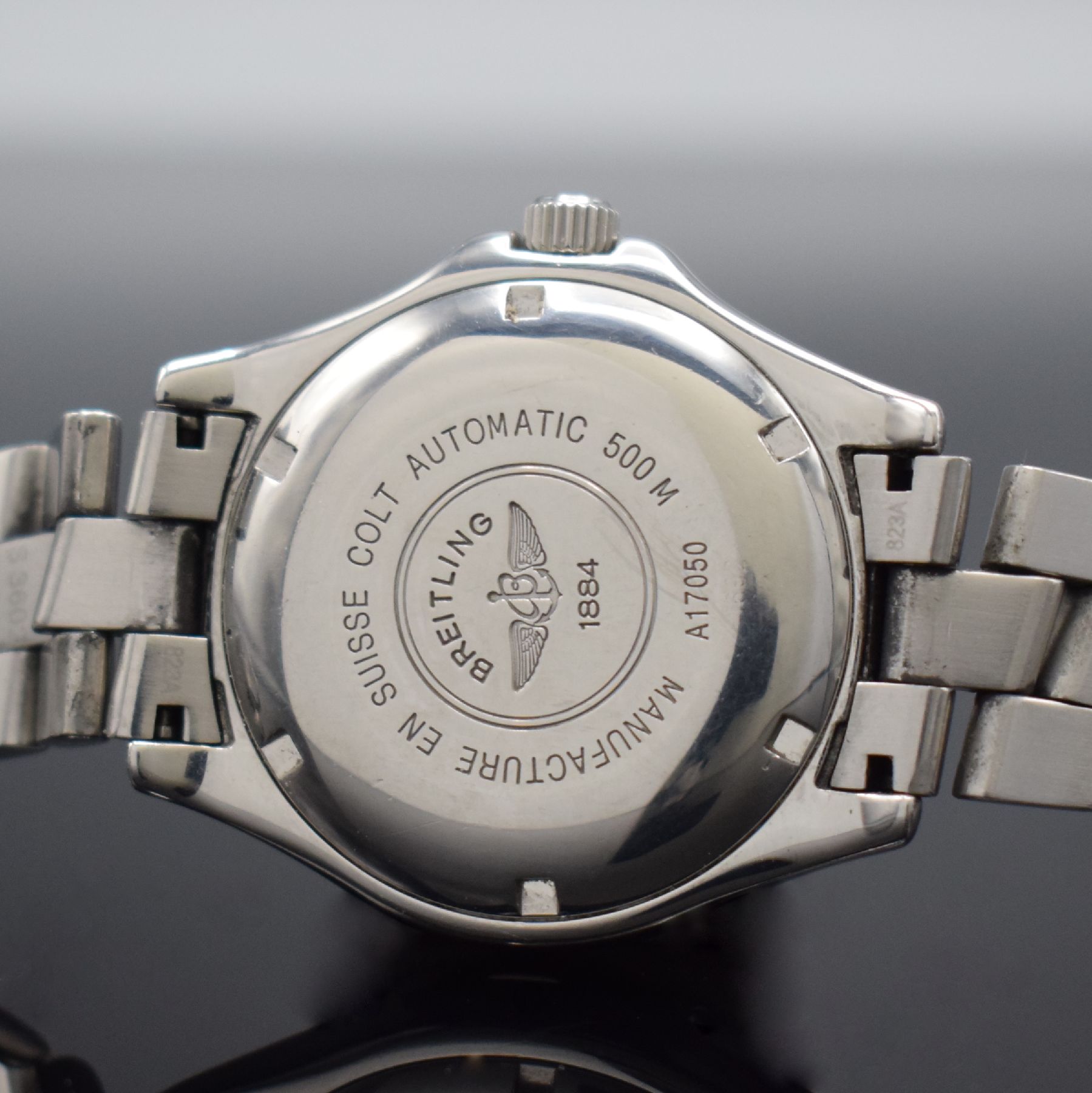 Detail e: BREITLING Colt Ocean Herrenarmbanduhr in Stahl Schweiz verk. lt. beil. Pap. 12/1999, Automatik, Ref. A17050, verschr. Boden & Krone, orig. ...