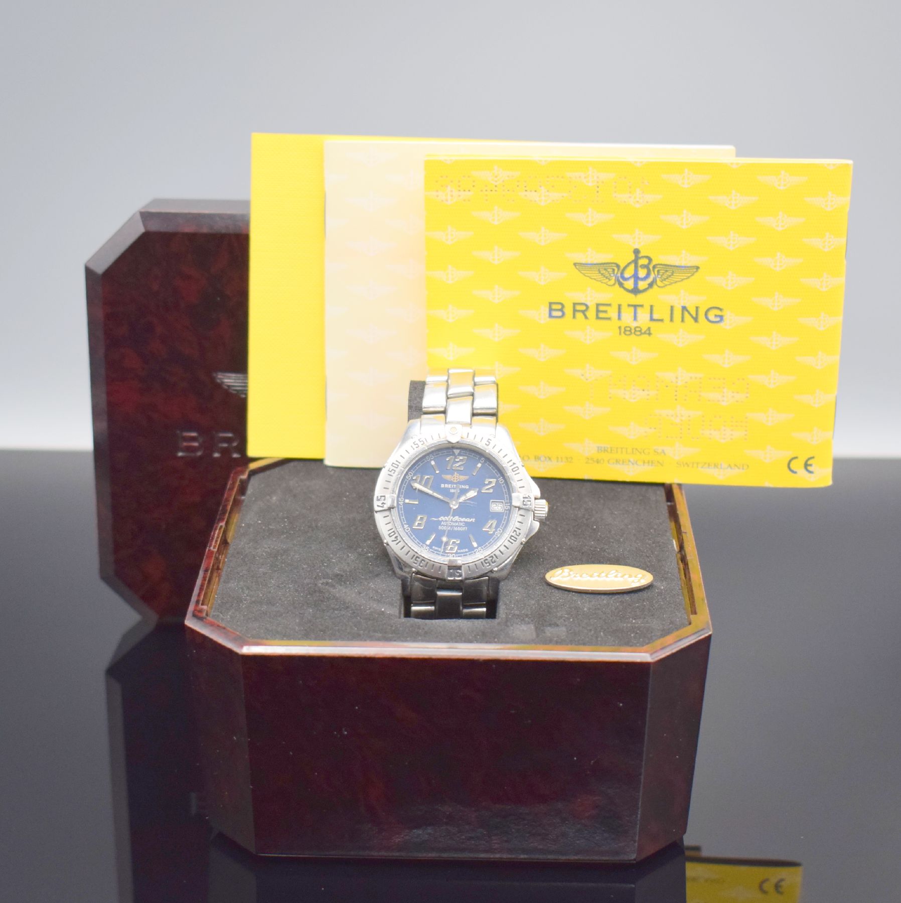 Detail i: BREITLING Colt Ocean Herrenarmbanduhr in Stahl Schweiz verk. lt. beil. Pap. 12/1999, Automatik, Ref. A17050, verschr. Boden & Krone, orig. ...