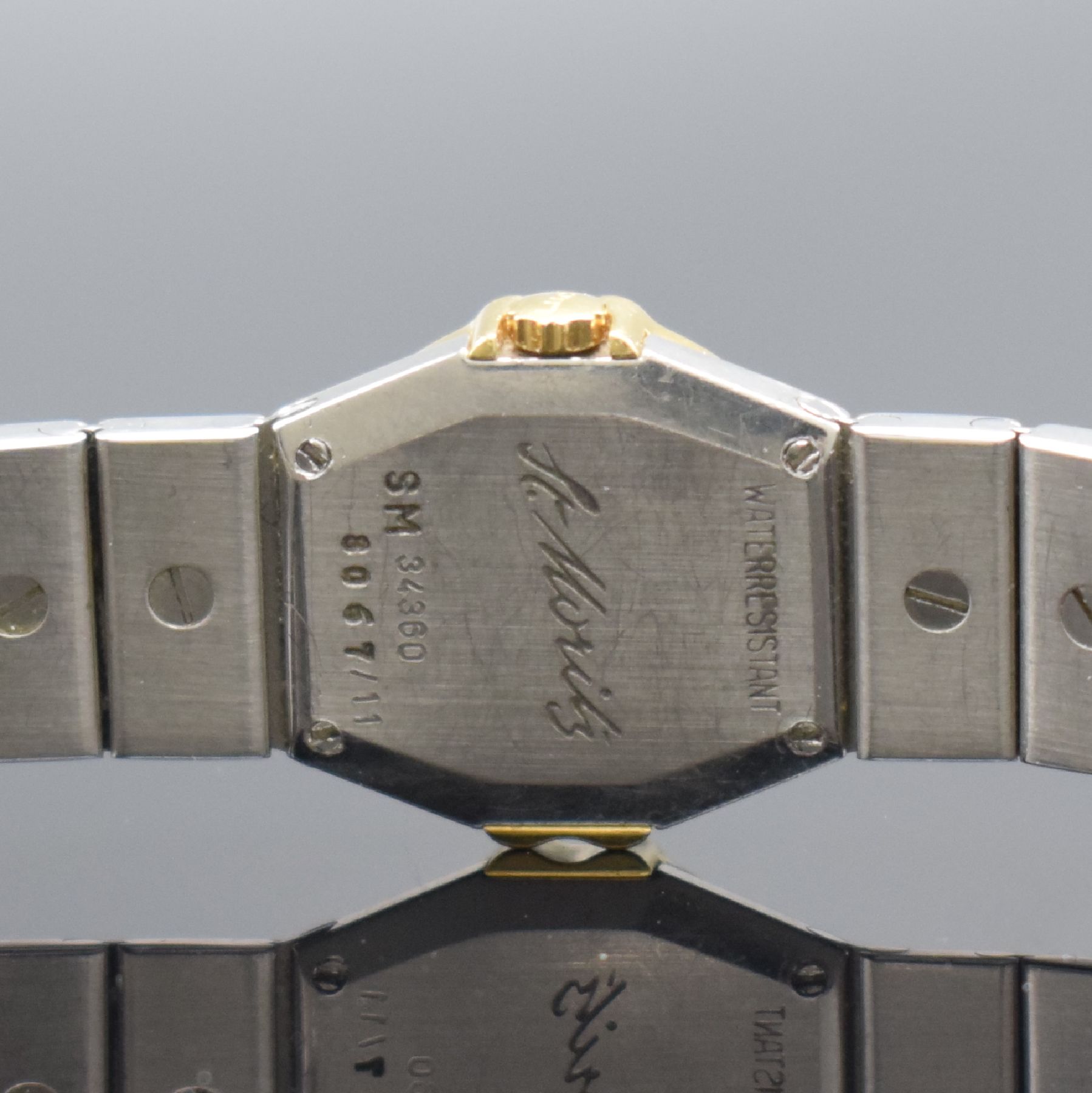 Detail f: CHOPARD Damenarmbanduhr Modell St. Moritz in Stahl/Gold, quarz, Ref. 8067, Lünette gegen Geh. 8-fach verschr., orig. Gliederband m. dopp. Faltschl., ...