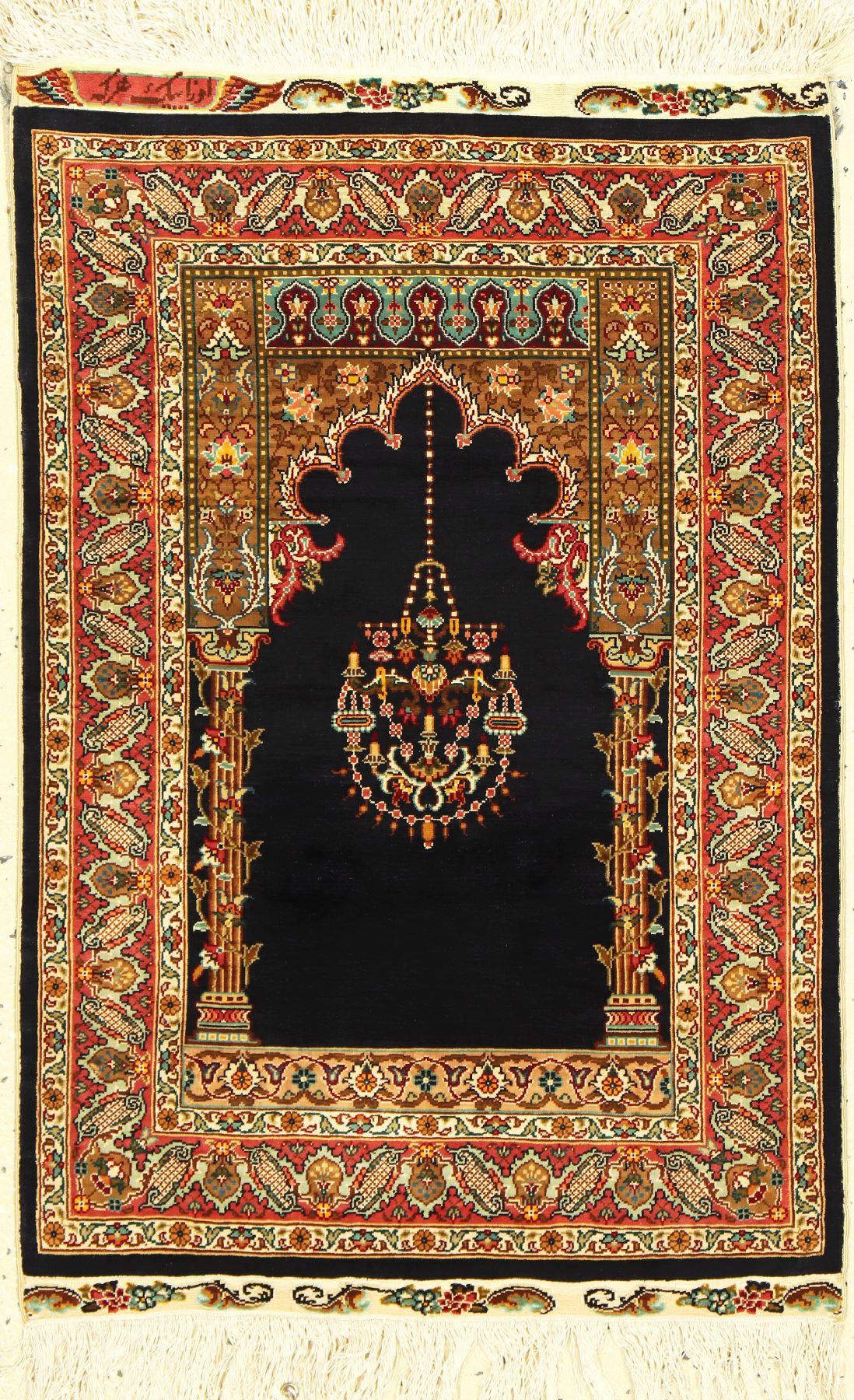Hereke Seide fein, Türkei, signiert(Özipek), ca. 50 Jahre, reine Naturseide, ca. 62 x 42 cm, ca. 1,0 Mio. Kn/qm, EHZ:(nahezu in perfektem Zustand).