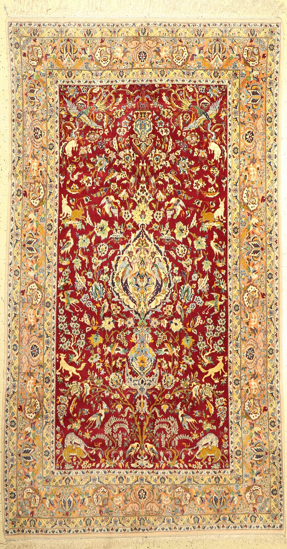 Esfahan fein, Persien, um 1950, Korkwolle auf Seide, ca. 290 x 160 cm, EHZ: 2