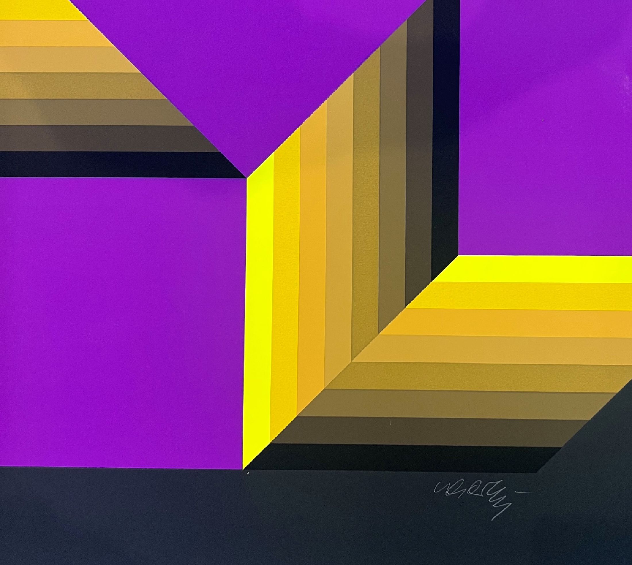 Detail a: Victor Vasarely, 1906-1997, Serigrafie, sign., num., 119/300, unter Glas, gesamt ca. 96x83 cm