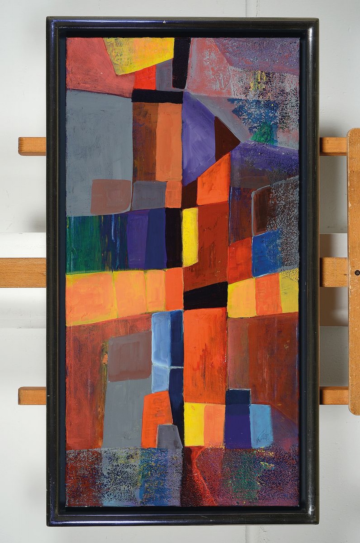 Detail k: Ernst-Georg Meierheinrich, geb. 1944, abstrakt geometrisierende Komposition, konstruktivistischer Einschlag, rechts unten signiert, Acryl/Lwd, R., ...
