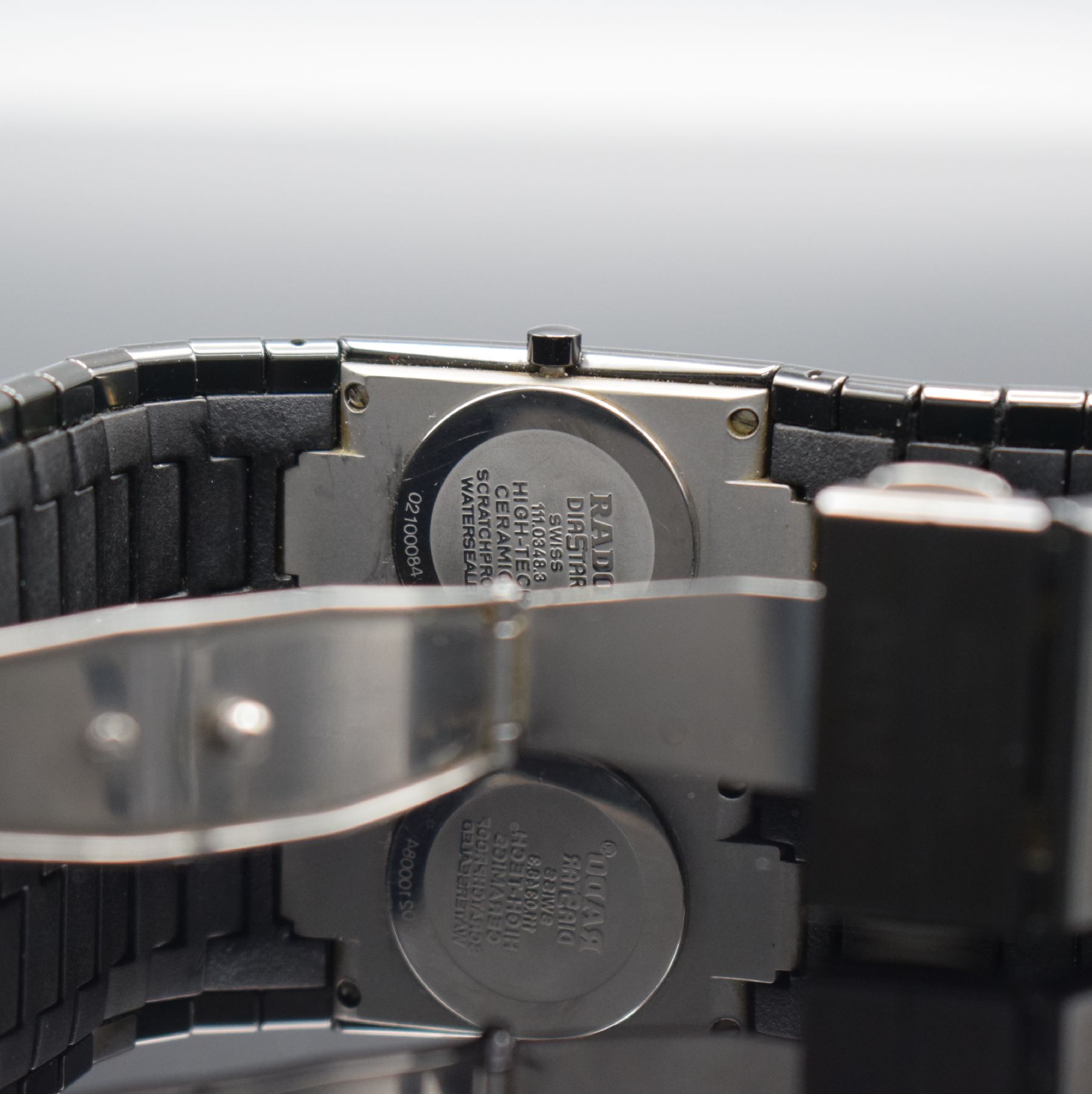 Detail c: RADO Jubilé Armbanduhr Serie Diastar, Schweiz um 1998, quarz, Ref. 111.0348.3, kratzfestes Keramikgeh. inkl. Keramik- Gliederband m. dopp. ...