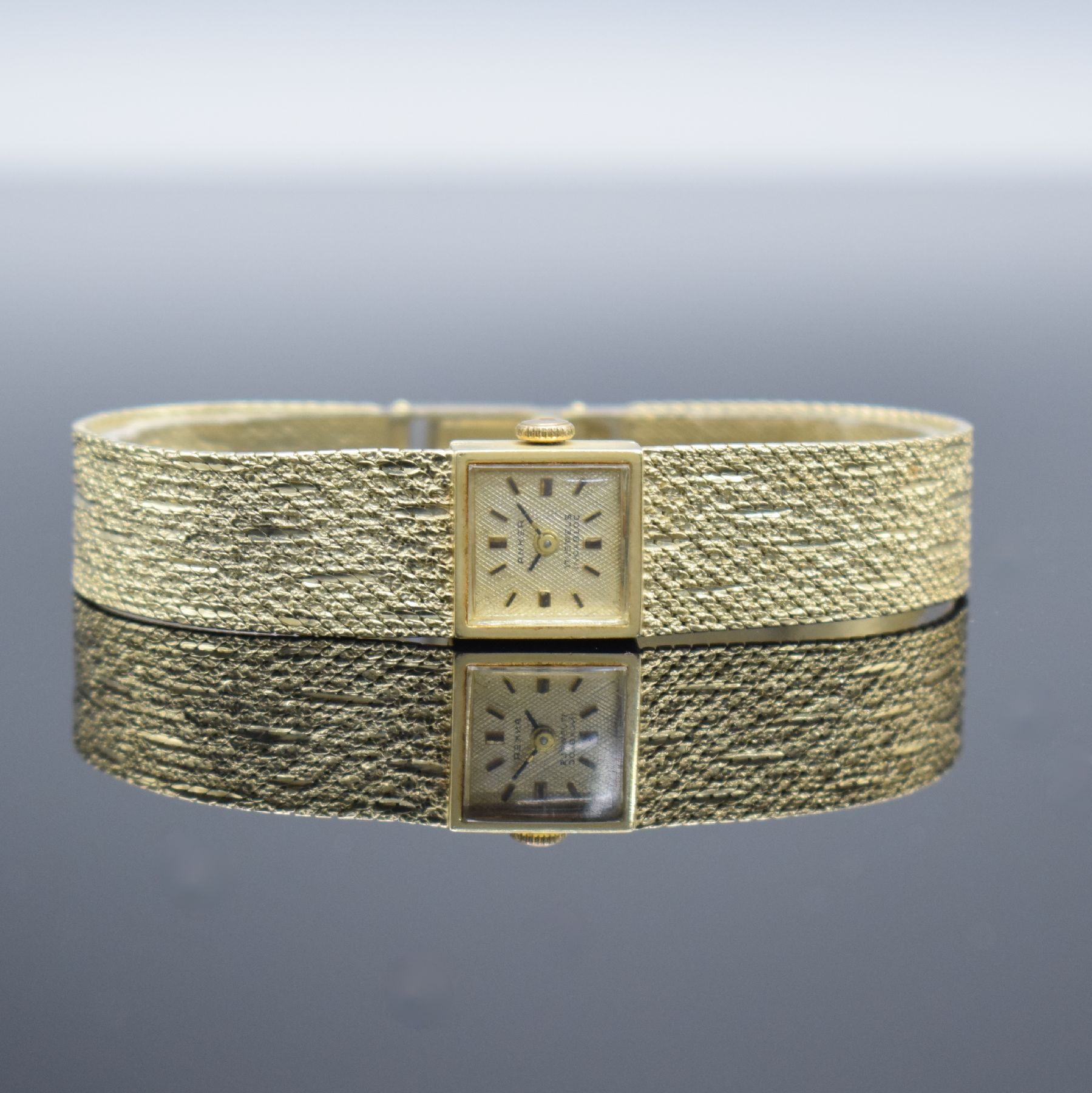 ANKER Damenarmbanduhr in GG 585/000, Deutschland um 1960, Handaufzug, 2-teil. Geh., Boden aufgedr., gold. Zifferbl. m. aufges. Std.-Ind., GG 585/000 ...