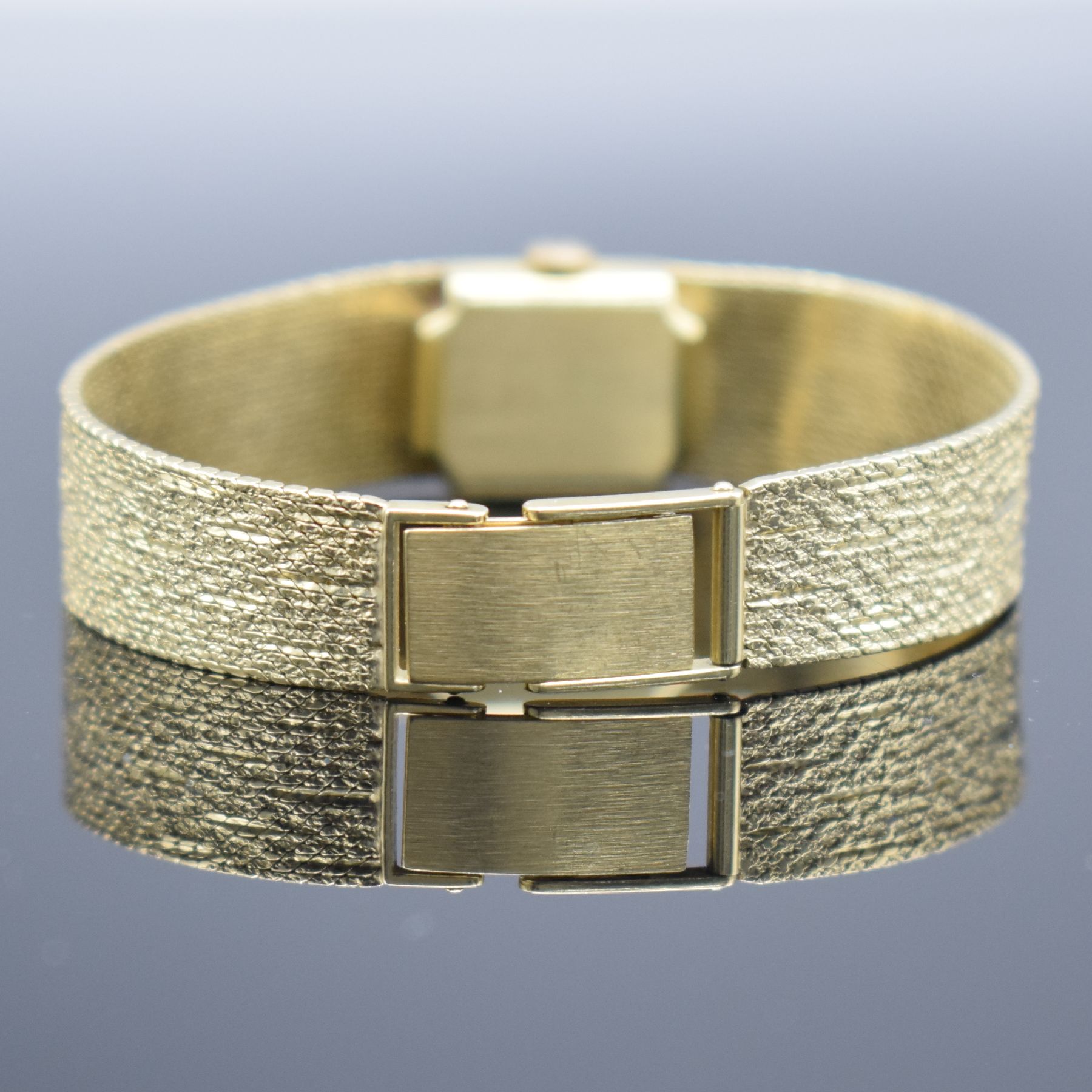 Detail f: ANKER Damenarmbanduhr in GG 585/000, Deutschland um 1960, Handaufzug, 2-teil. Geh., Boden aufgedr., gold. Zifferbl. m. aufges. Std.-Ind., GG 585/000 ...