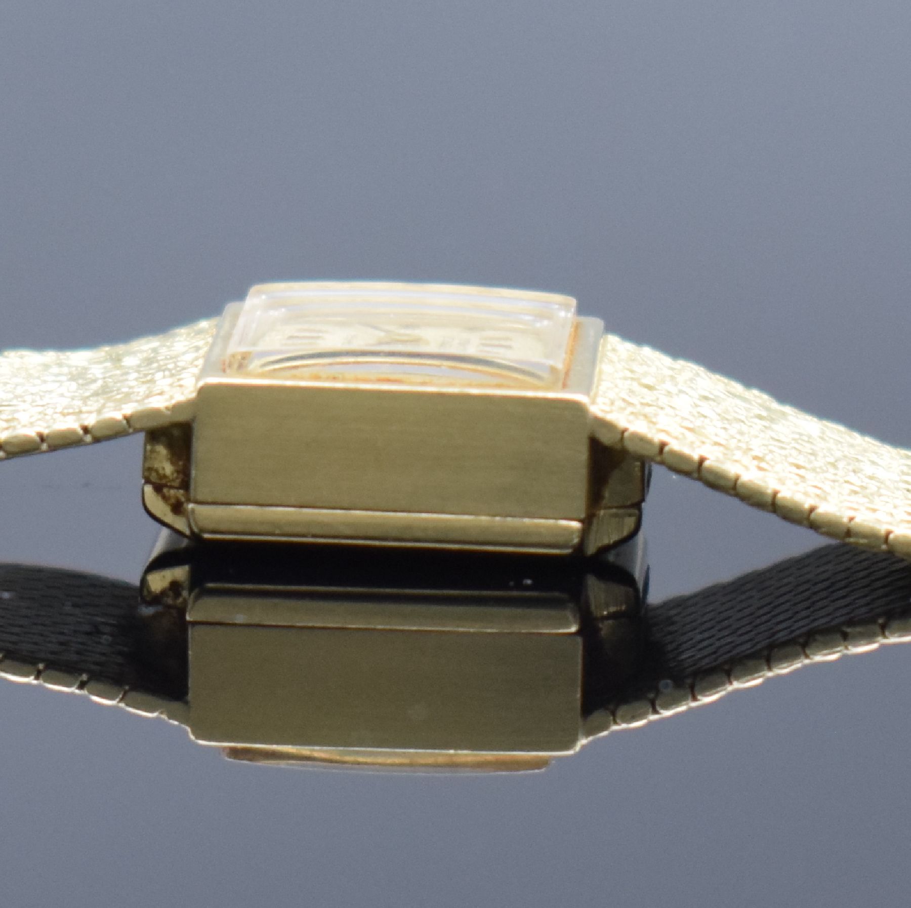 Detail h: ANKER Damenarmbanduhr in GG 585/000, Deutschland um 1960, Handaufzug, 2-teil. Geh., Boden aufgedr., gold. Zifferbl. m. aufges. Std.-Ind., GG 585/000 ...