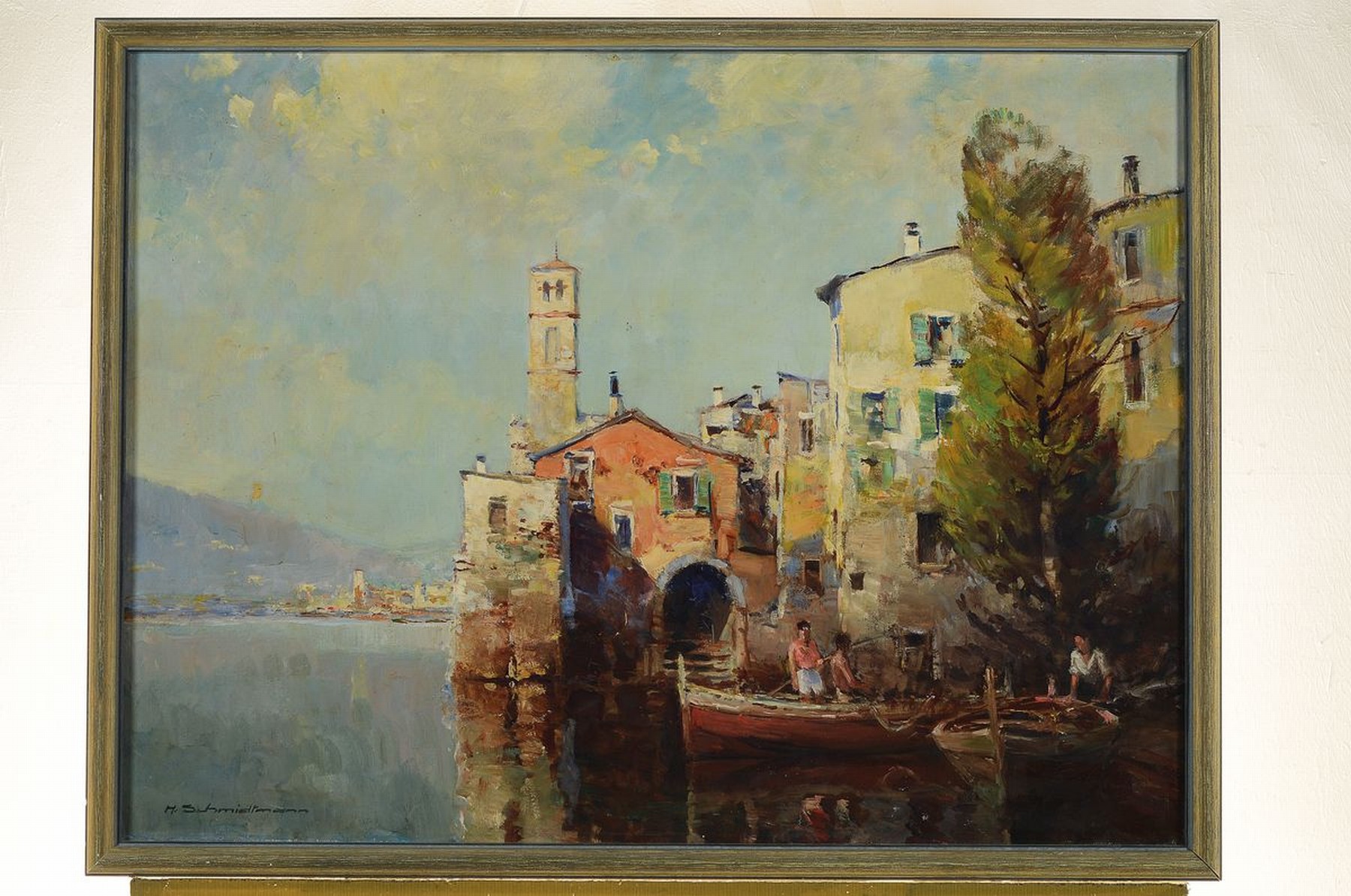 Detail k: Hermann Schmidtmann, 1896-1971, Blick auf Maccagno am Lago Maggiore, Öl/Lwd, links unten signiert, ca. 60x80cm, R. ca. 63x83cm