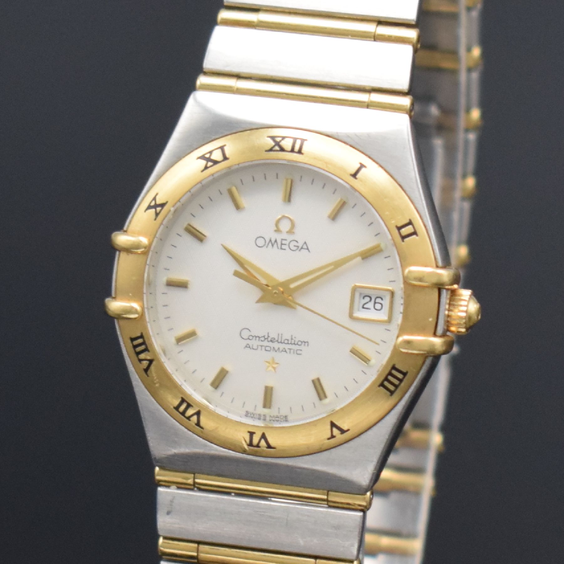 Detail a: OMEGA Constellation Damenarmbanduhr in Stahl/Gold, Schweiz um 2000, Automatik, Ref. 766 1201, Boden aufgedr., Gliederband m. Faltschl., Lünette m. ...