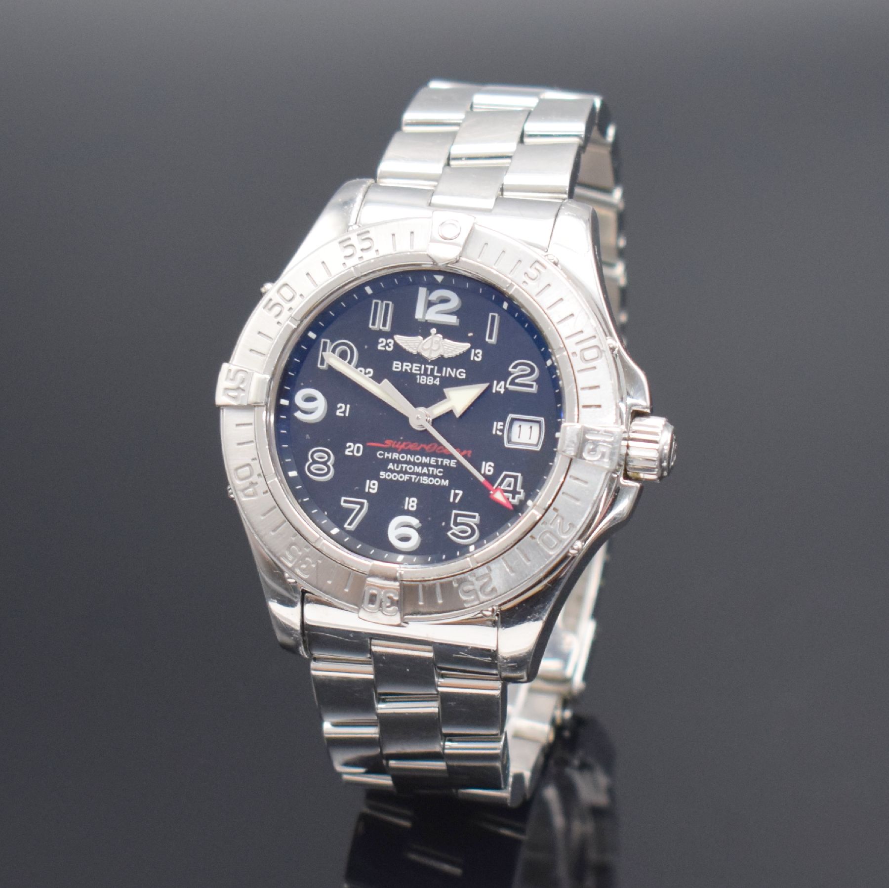 BREITLING Armbanduhr Superocean Chronometer Referenz A17360, Automatik, Edelstahlgeh. inkl. Edelstahlband mit Sicherheitsfaltschl., Boden & Krone ...