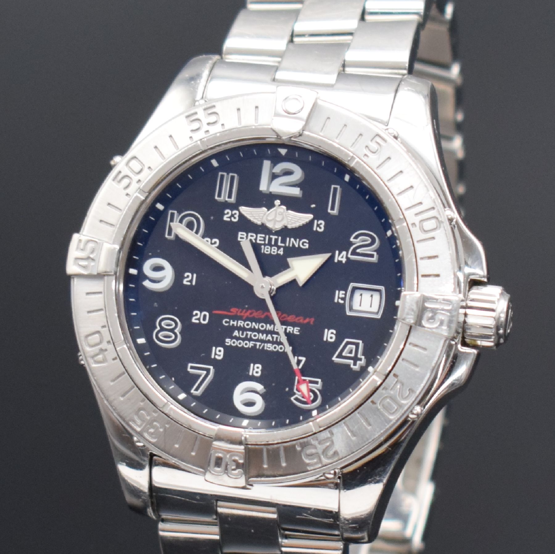 Detail a: BREITLING Armbanduhr Superocean Chronometer Referenz A17360, Automatik, Edelstahlgeh. inkl. Edelstahlband mit Sicherheitsfaltschl., Boden & Krone ...