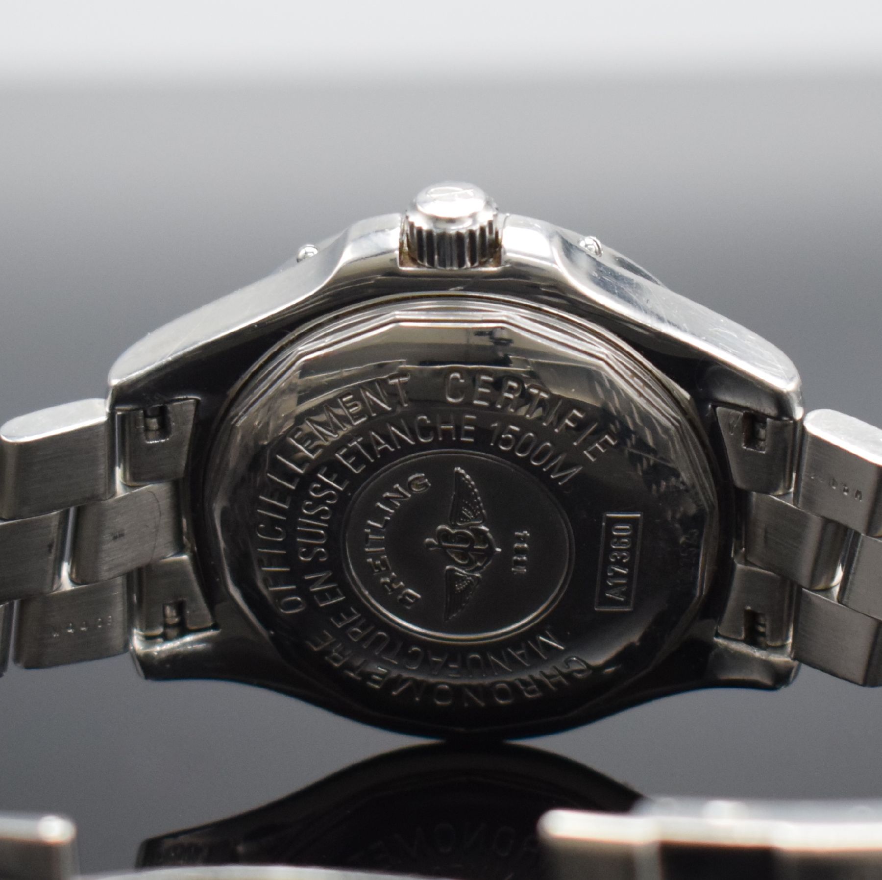 Detail d: BREITLING Armbanduhr Superocean Chronometer Referenz A17360, Automatik, Edelstahlgeh. inkl. Edelstahlband mit Sicherheitsfaltschl., Boden & Krone ...