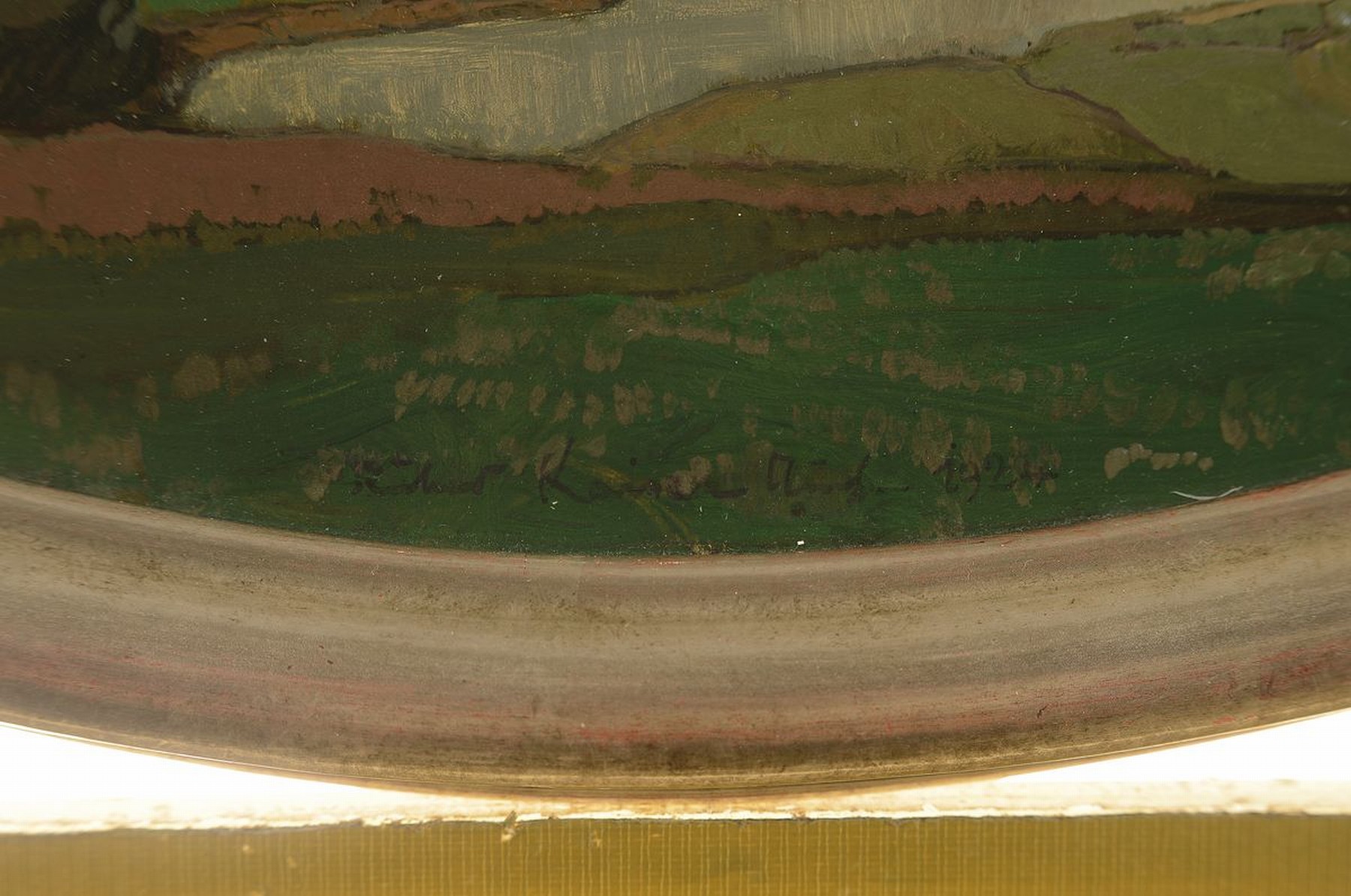 Detail a: Richard Kaiser, 1868-1941, Landschaft, Öl/Malkarton, mittig unten signiert und bez.: München 1924, im Oval ca. 57x68cm, R. ca. 65x75cm