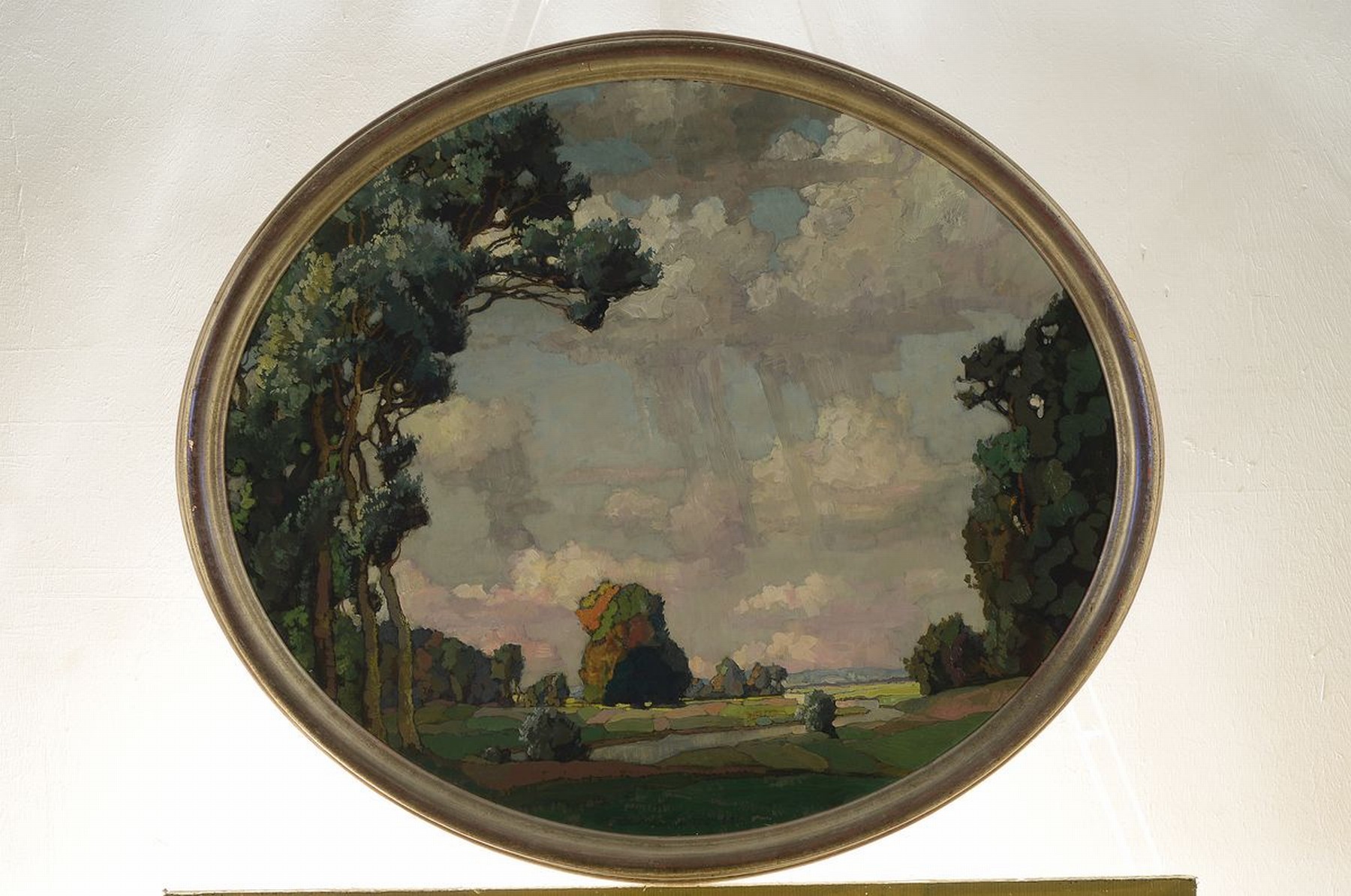 Detail k: Richard Kaiser, 1868-1941, Landschaft, Öl/Malkarton, mittig unten signiert und bez.: München 1924, im Oval ca. 57x68cm, R. ca. 65x75cm