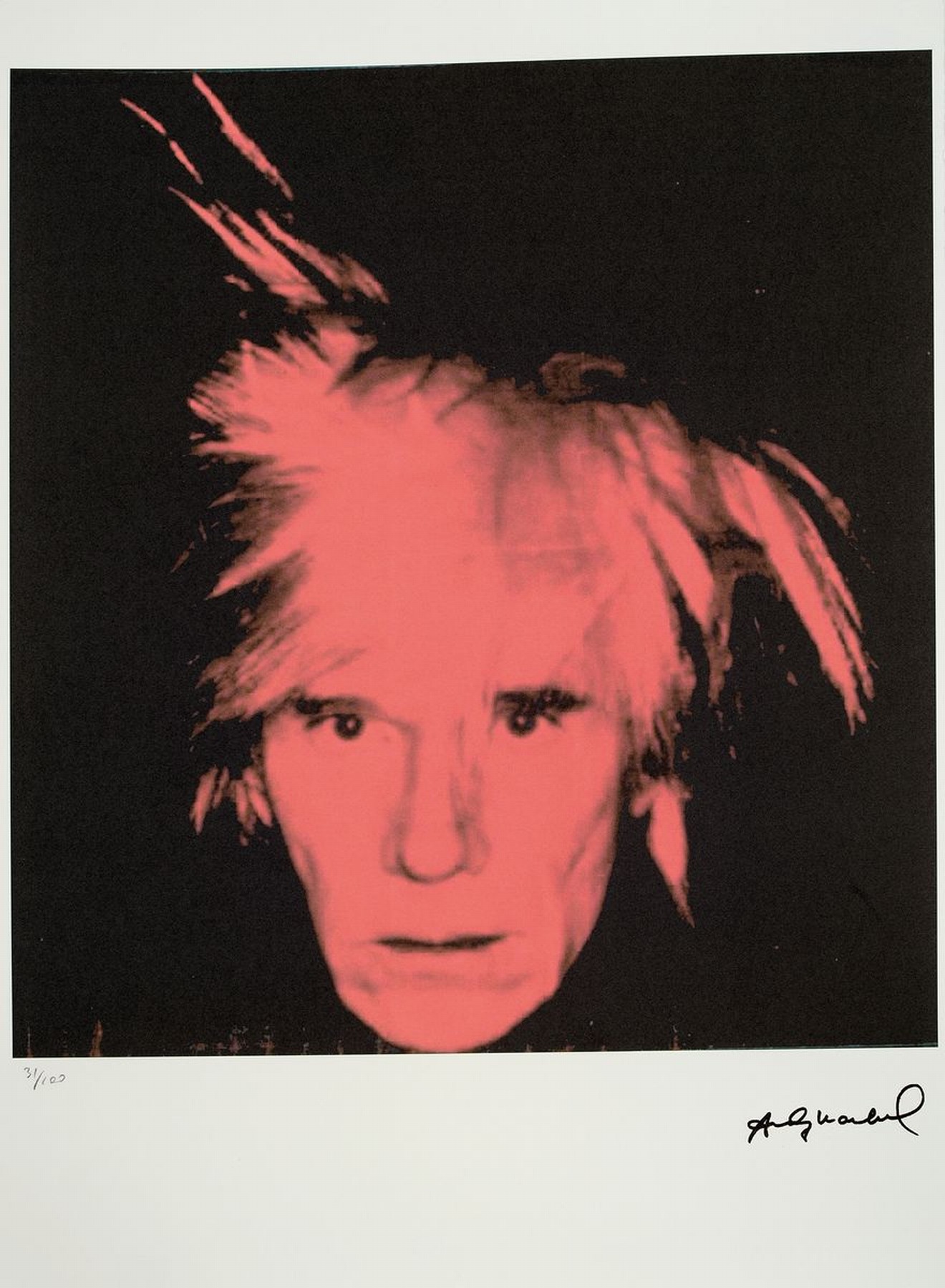 Andy Warhol, 1928-1987, Selbstporträt, Farboffset auf Arches Bütten, Ed. 31/100, im Druck signiert, Edition Georges Israel, verso Stempel Leo ...