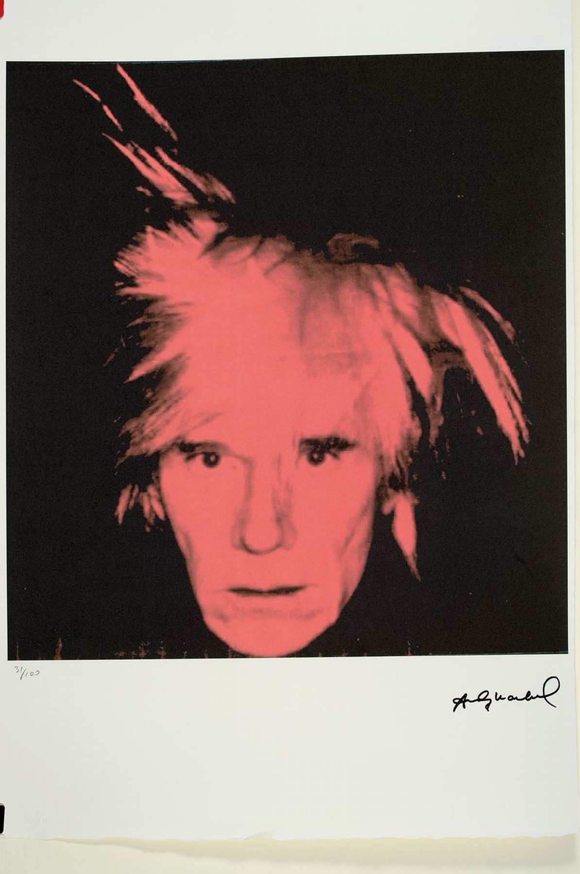 Detail k: Andy Warhol, 1928-1987, Selbstporträt, Farboffset auf Arches Bütten, Ed. 31/100, im Druck signiert, Edition Georges Israel, verso Stempel Leo ...