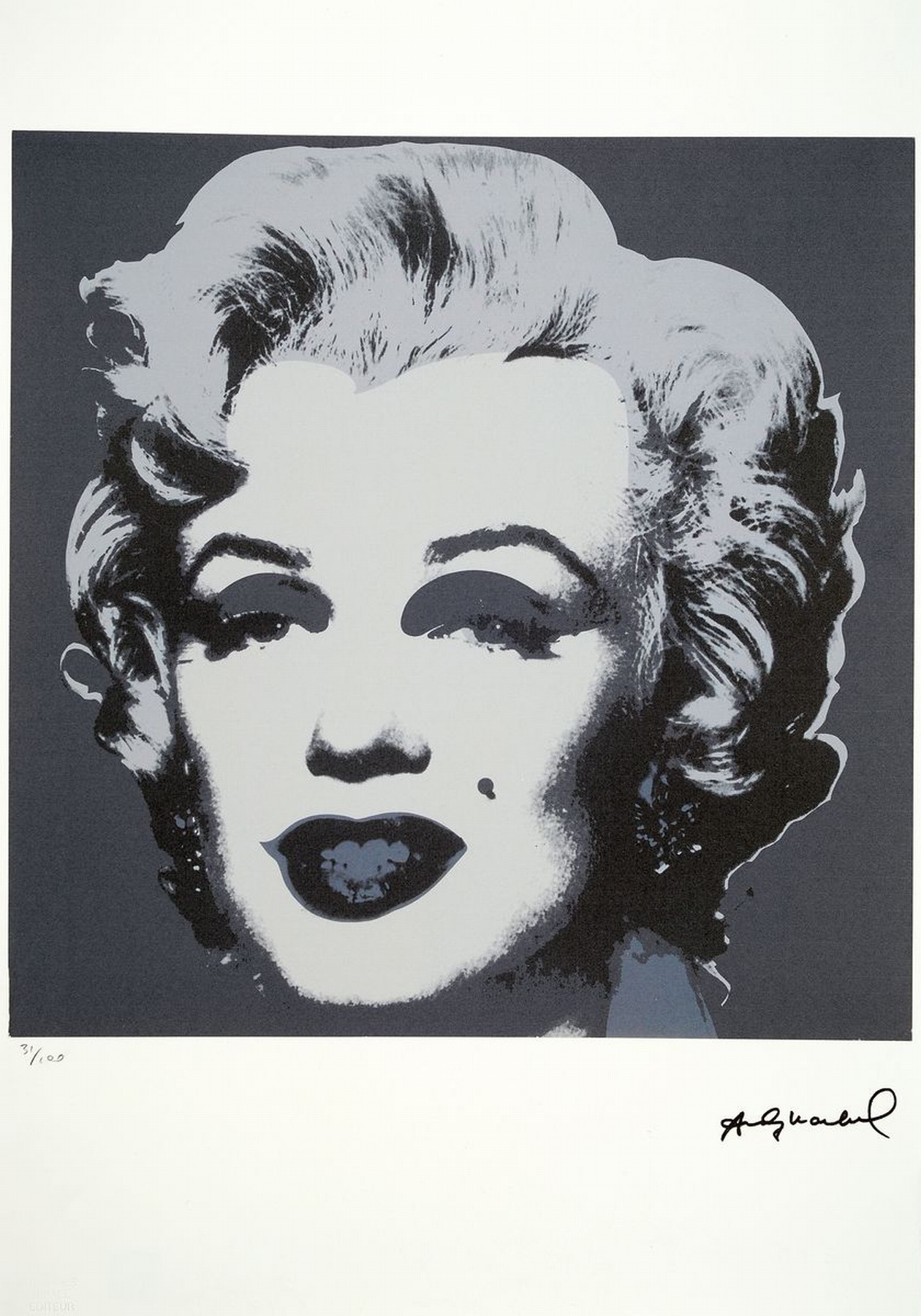 Andy Warhol, 1928-1987, "Marylin Monroe", Farboffset auf Arches Bütten, Ed. 31/100, im Druck signiert, Edition Georges Israel, verso ...