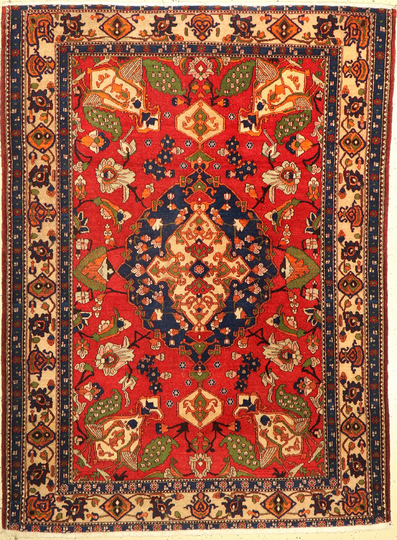 Esfahan Mobarake, Persien, um 1940, Wolle auf Baumwolle, ca. 203 x 150 cm, verkürzt, EHZ: 2-3
