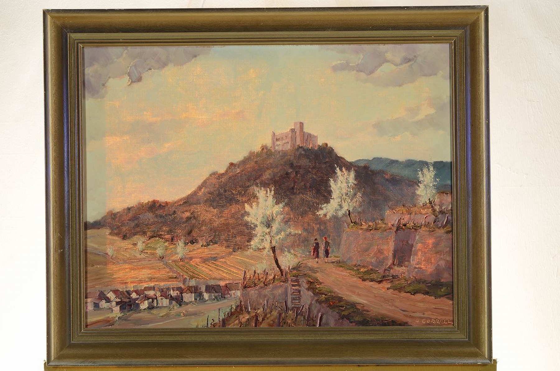 Detail k: Hermann Correll, 1905-1976 Neustadt an der Weinstraße, Blick auf das Hambacher Schloß, Öl/Lwd, rechts unten signiert, ca. 50x65cm, R. ca. 61x76cm