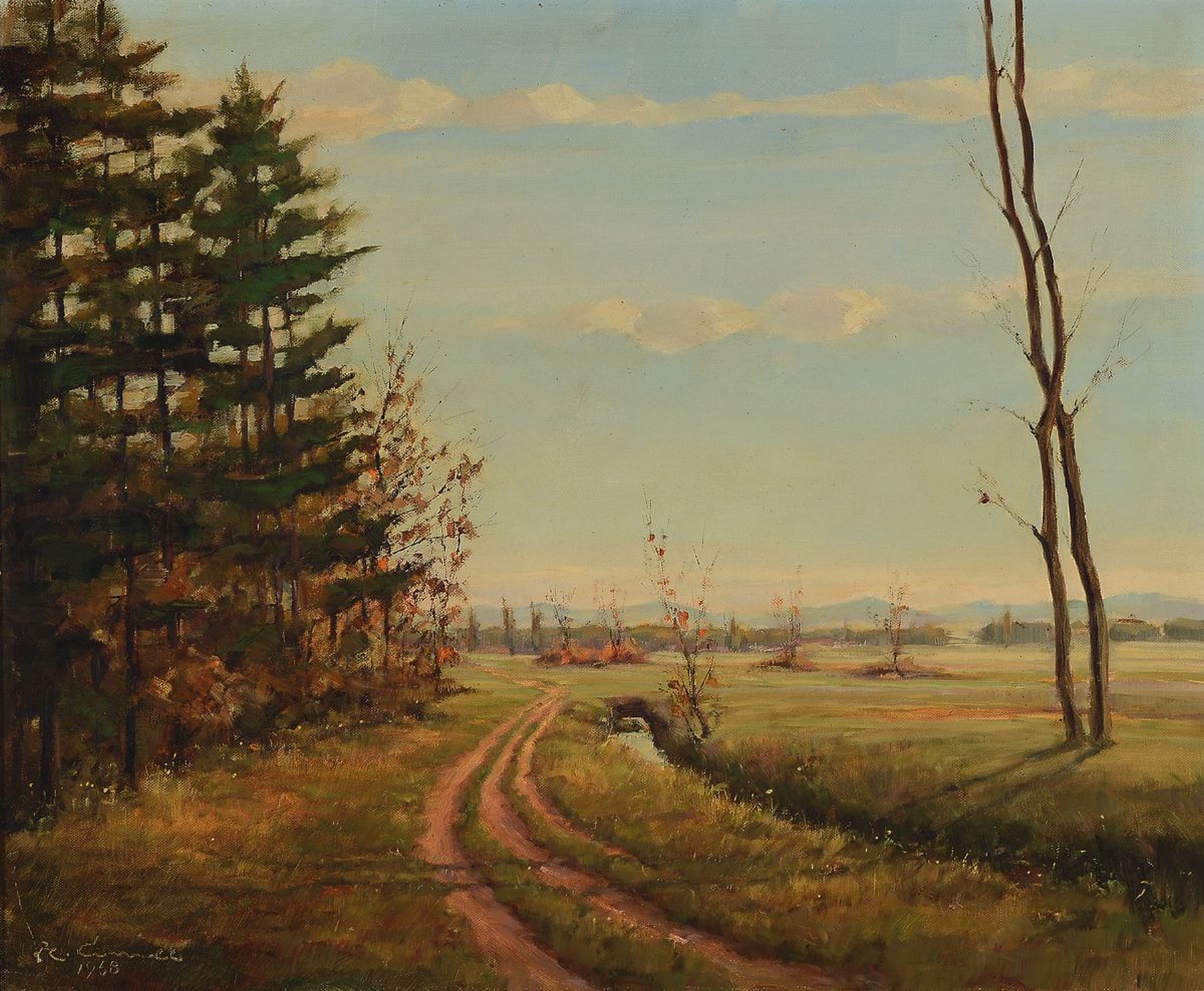 Hermann Correll, 1905-1976 Neustadt an der Weinstraße, Am Rand vom Ordenswald, so rückseitig betitelt, Öl/Lwd, links unten signiert und dat. 1958, ...