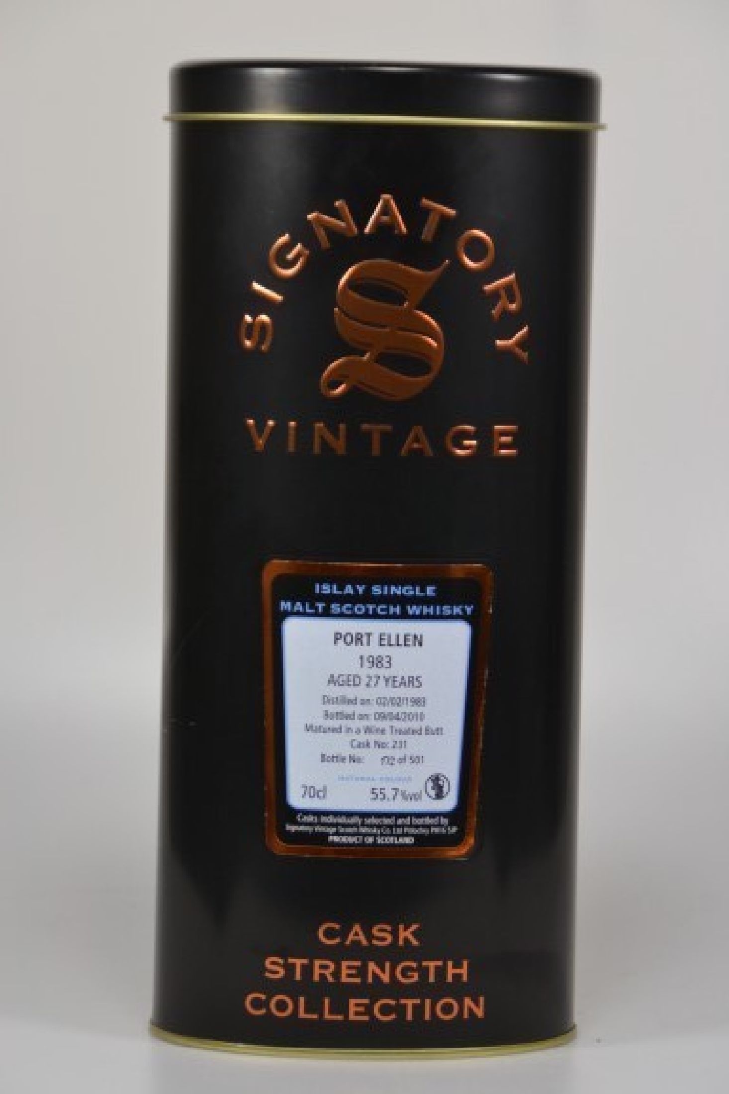 1 Flasche Port Ellen 1983, Islay Single Malt Scotch Whisky, Signatory Vintage, distilled 1983, bottled 2010, matured in a wine treated butt, Cask Nr. ...
