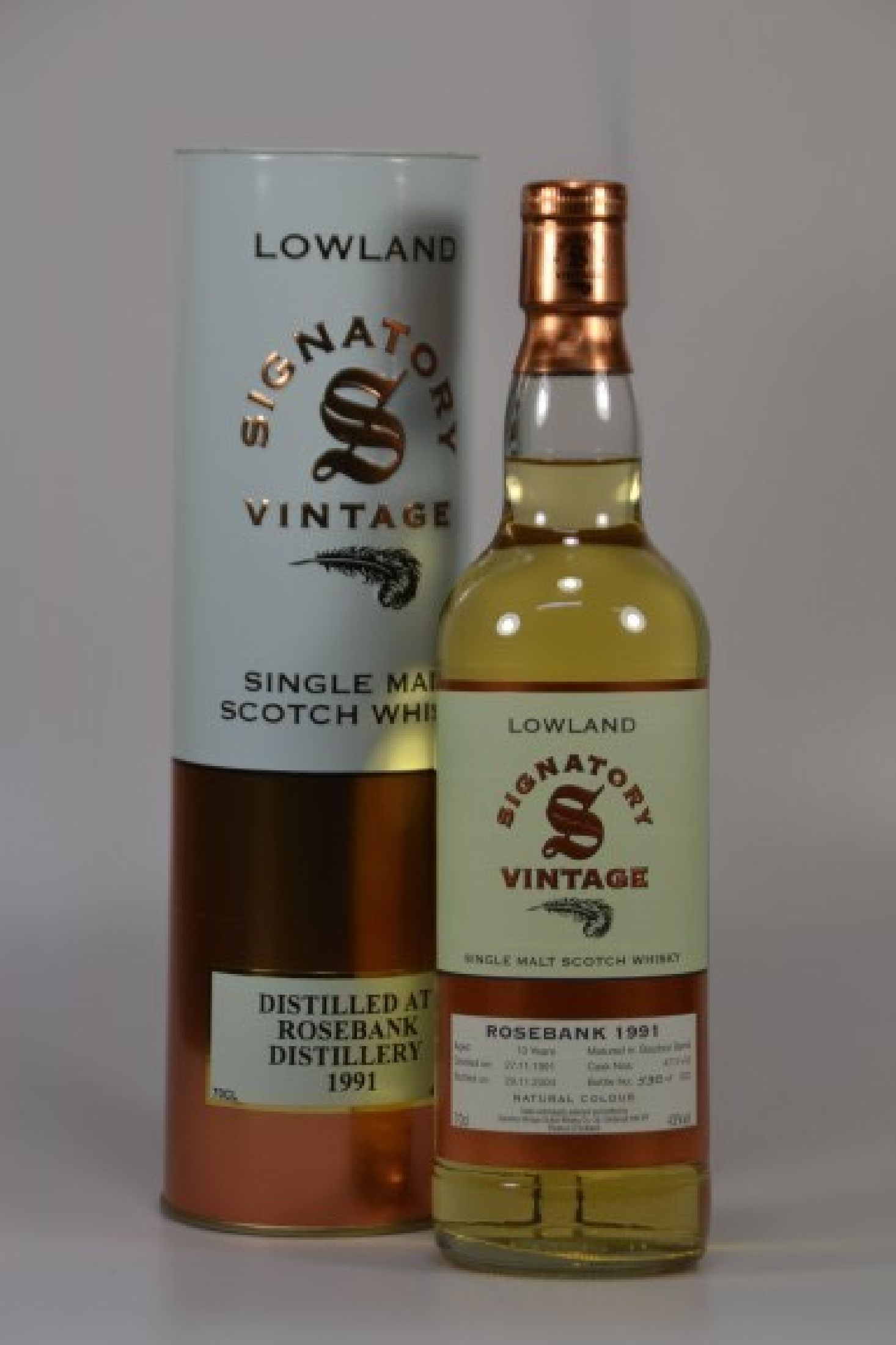 Detail a: 1 Flasche Rosebank Single Malt Scotch Whisky, distilled 1991, bottled 2004, Signatory Vintage, 43 Vol.%, bottle 530 of 632, 70cl, natural colour, ...