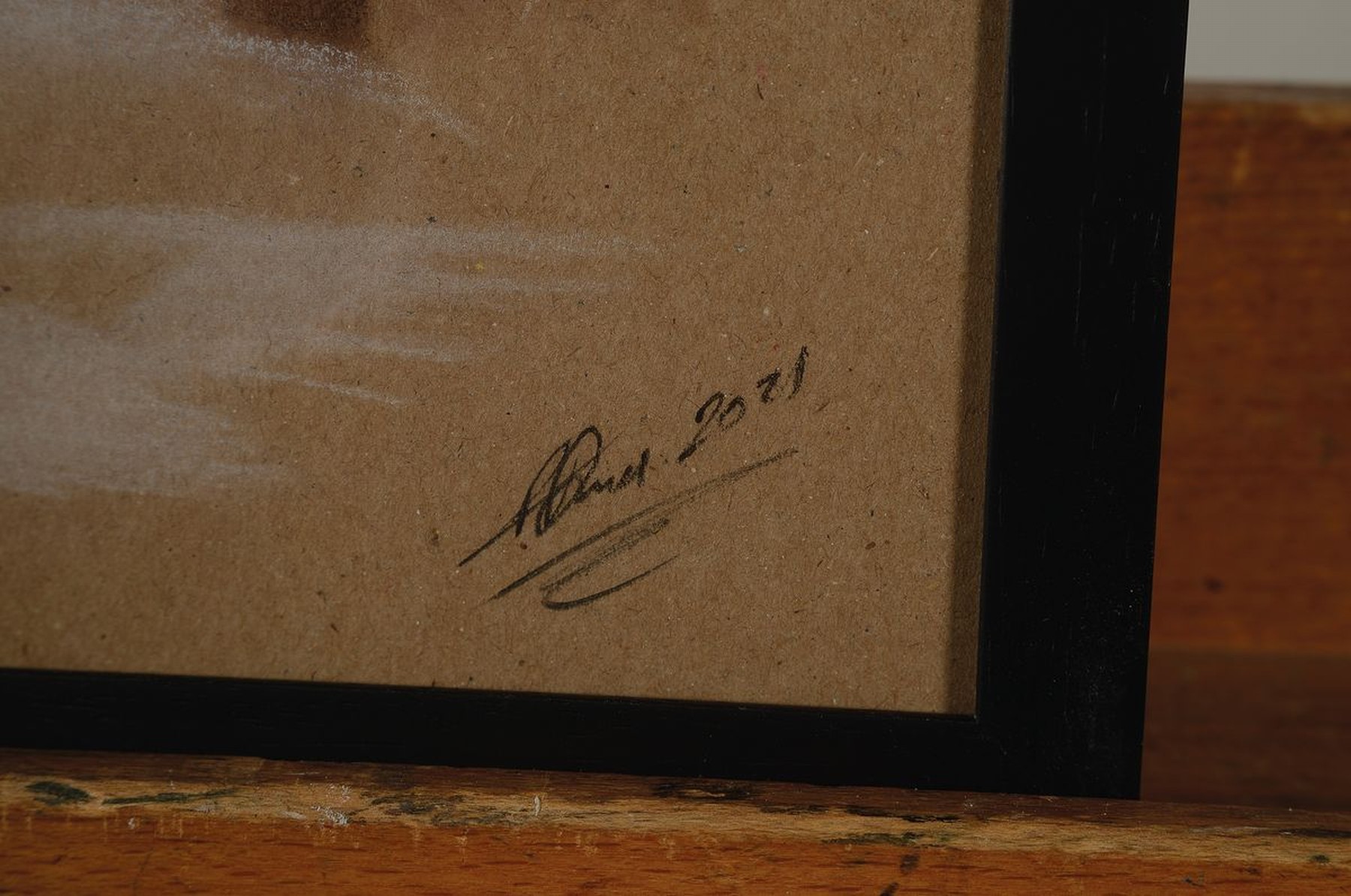 Detail a: Denis Prenzel, geb. 1971, Pastell-Zeichnung auf dickem Papier, handsigniert, Frauenakt, handsigniert, dat. 2021, Blattgr. 30 x 40 cm, unter Glas, ...
