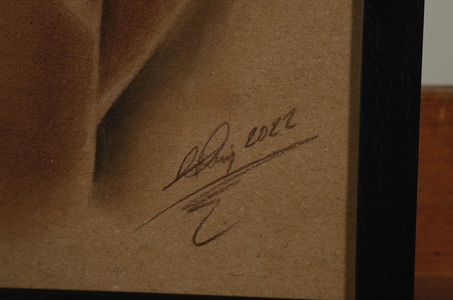 Detail a: Denis Prenzel, geb. 1971, Pastell-Zeichnung auf dickem Papier, handsigniert, Frauenakt, handsigniert, dat. 2022, Blattgr. 30 x 40 cm, unter Glas, ...