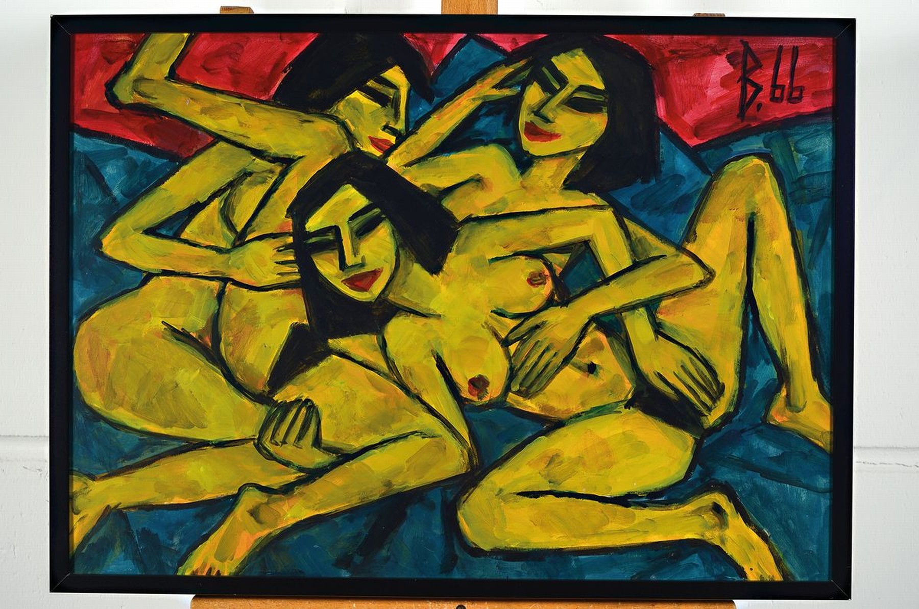 Detail k: Berutscha (Guarmi Hagemann), 1945 - 1913, erotisches Aktgemälde mit drei Frauen, Öl/ Malplatte, dieses erotische Aktgemälde des bekannten ...