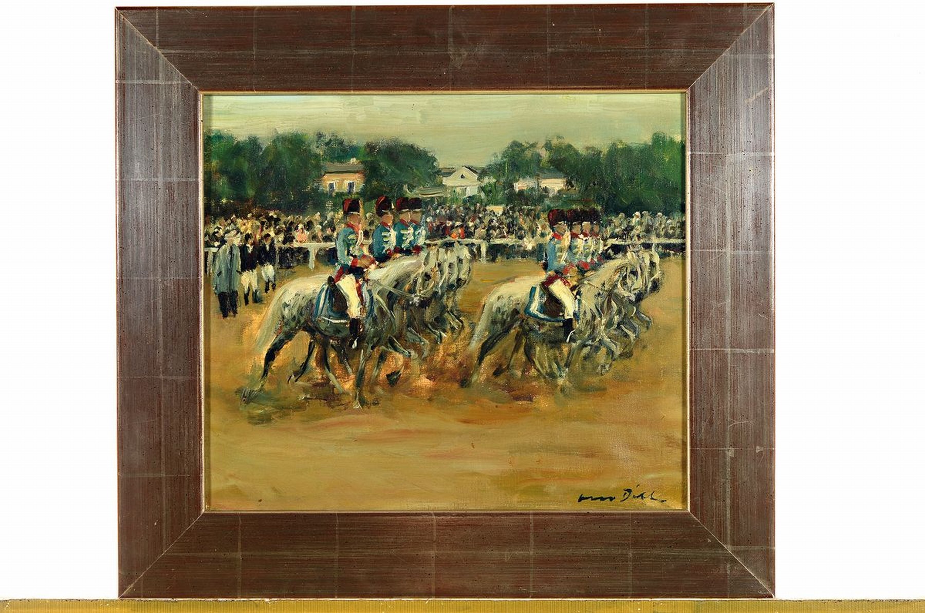 Detail k: Otto Dill, 1884 Neustadt - 1957 Bad Dürkheim, Reiterparade vor großem Publikum, berittene Husaren-Staffel im Gleichschritt, reiche ...