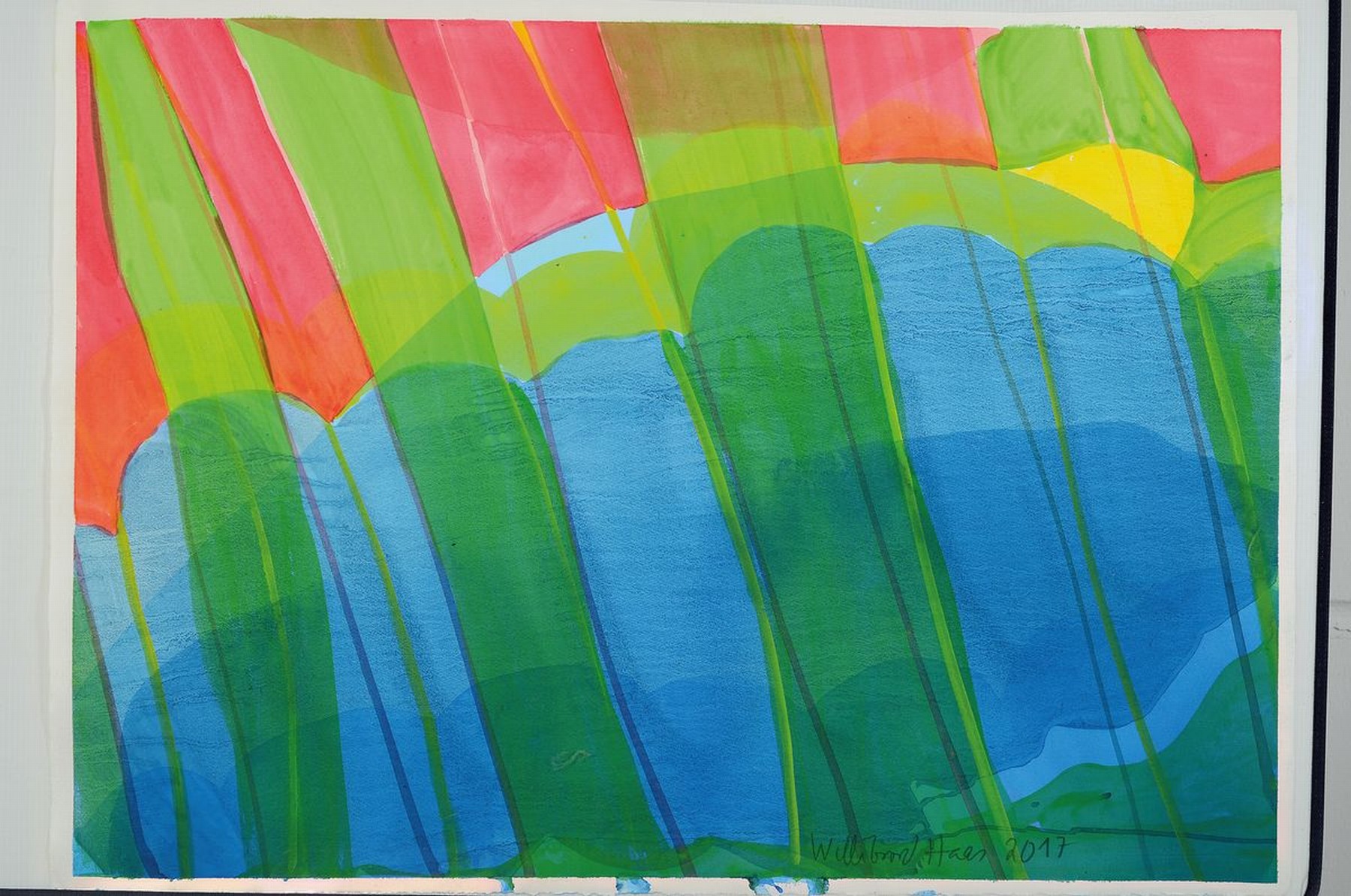 Detail k: Willibrord Haas, geb. 1936, Aquarell/Papier, handsigniert und dat. 2017, rückseitig betitelt "Wachstumsfest" nochmals handsigniert und ...