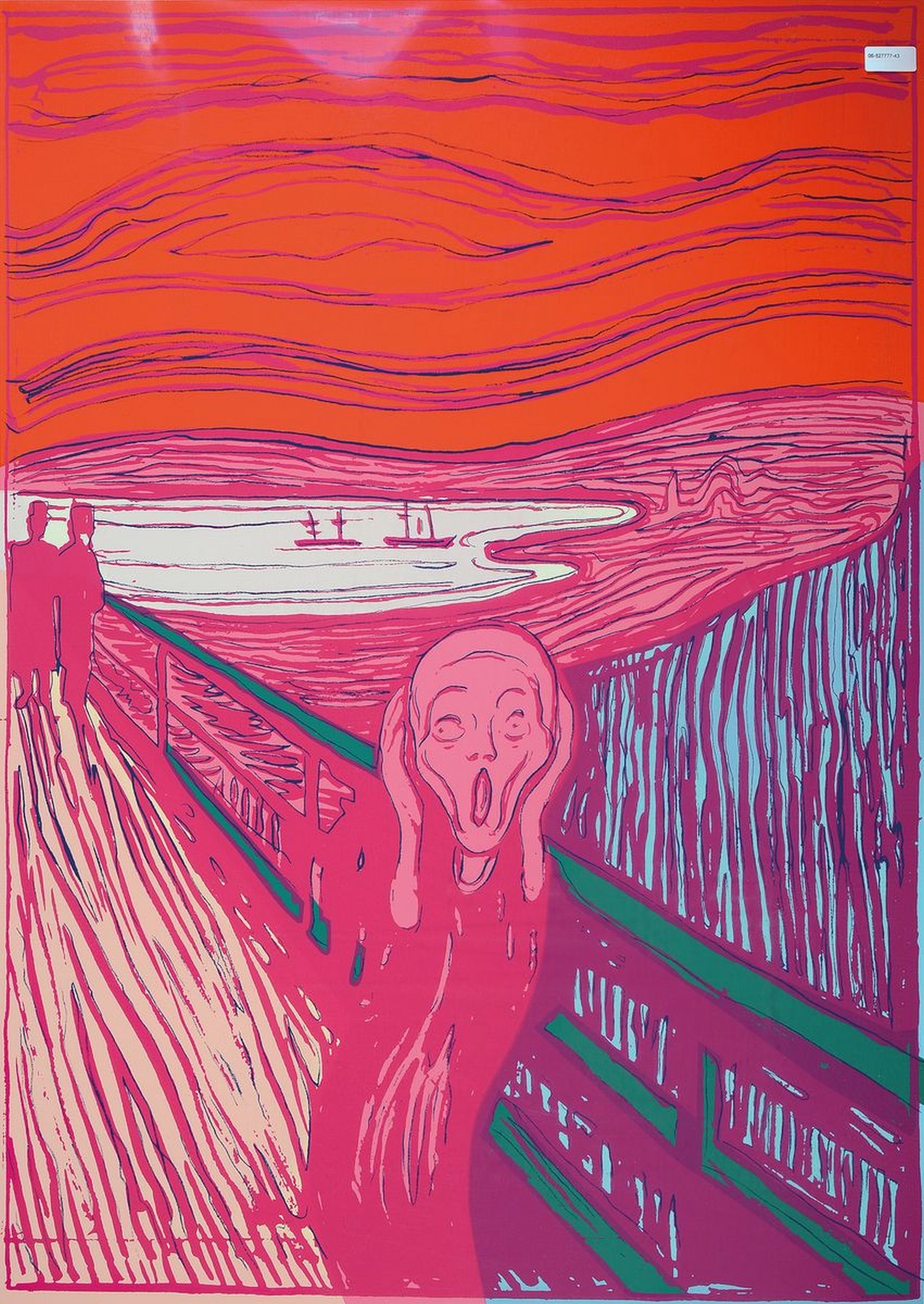 Nach Andy Warhol, Siebdruck auf festem Karton, "Der Schrei/ The Scream", rückseitig num. 58/1500, Blattgr. 89 x 63.4 cm, rückseitig mit ...