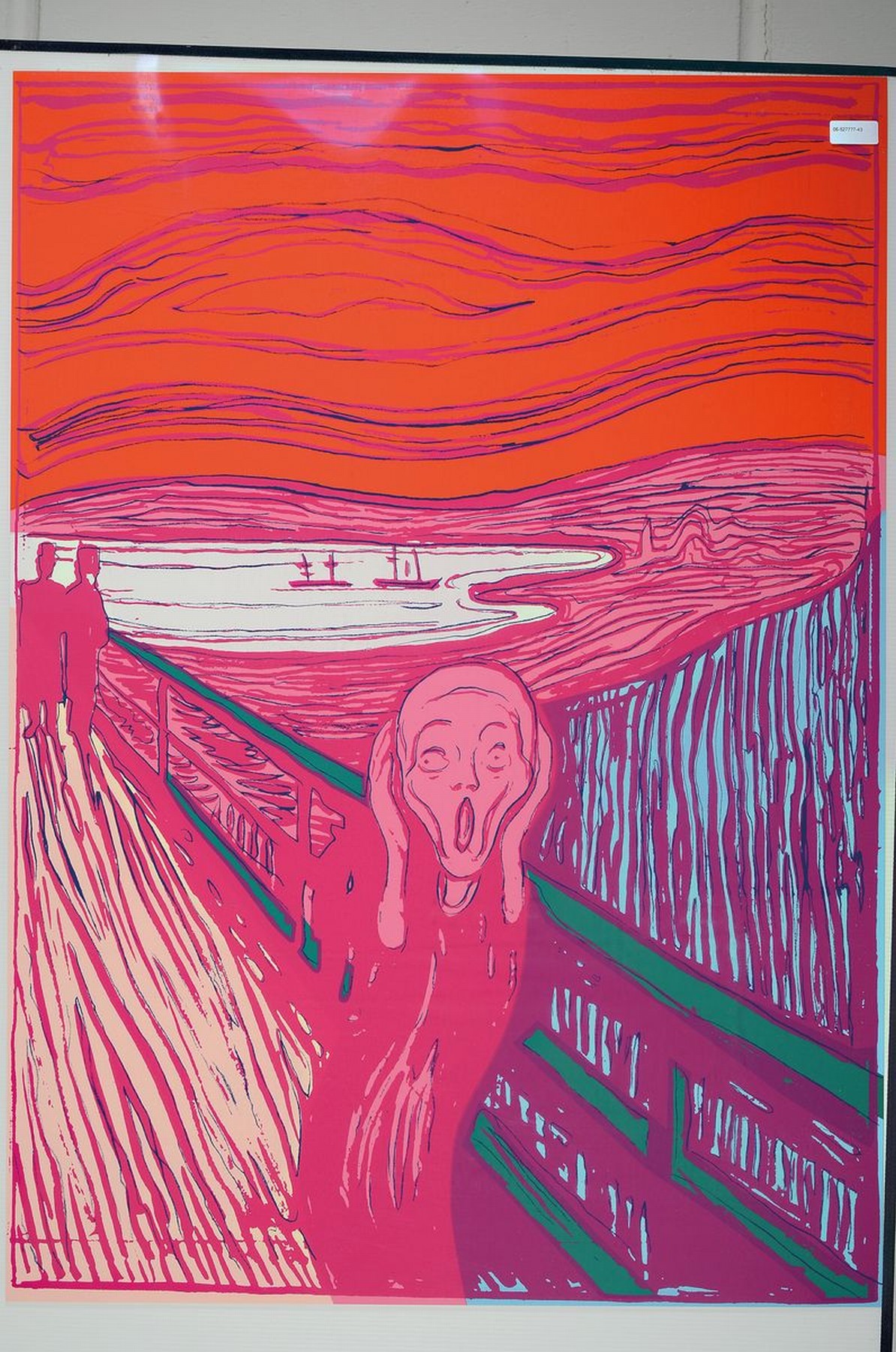 Detail k: Nach Andy Warhol, Siebdruck auf festem Karton, "Der Schrei/ The Scream", rückseitig num. 58/1500, Blattgr. 89 x 63.4 cm, rückseitig mit ...