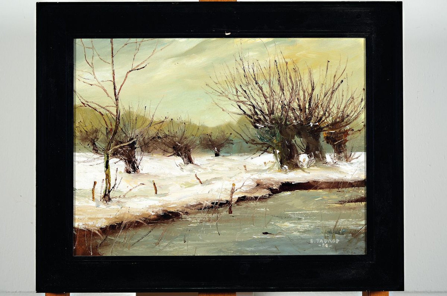 Detail k: Boris Pavlov, 1928 - 2002, "Winterlandschaft im Rhone-Delta", Öl/Lwd, signiert, und rückseitig nochmals in kyrill. bezeichnet, ca. 30 x ...