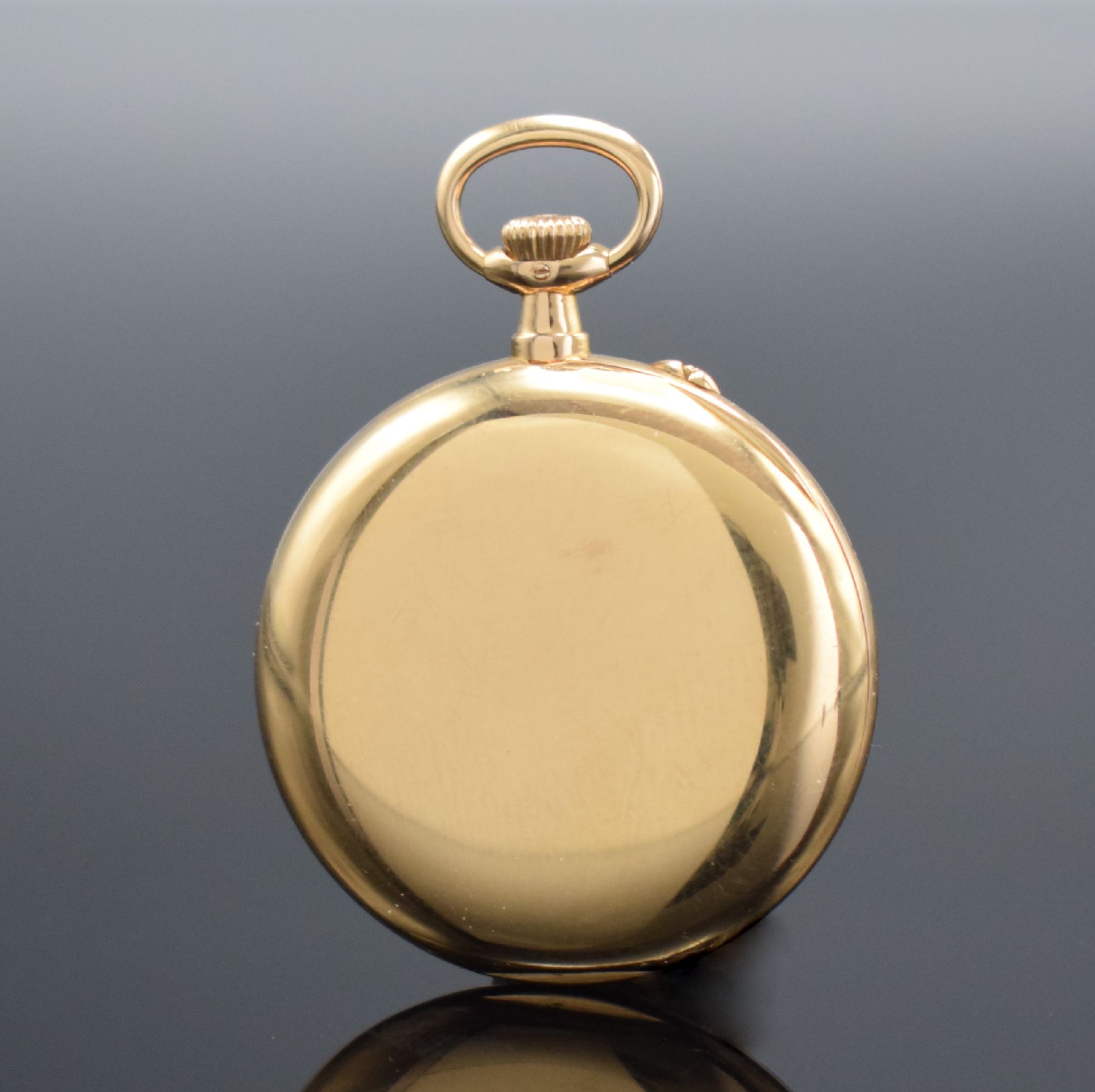 Detail b: A. LANGE & SÖHNE Glashütte b. Dresden feine offene Damentaschenuhr in RoseG 750/000, Deutschland um 1910, 2-Deckel-Goldgehäuse, Emailzifferbl. m. ...
