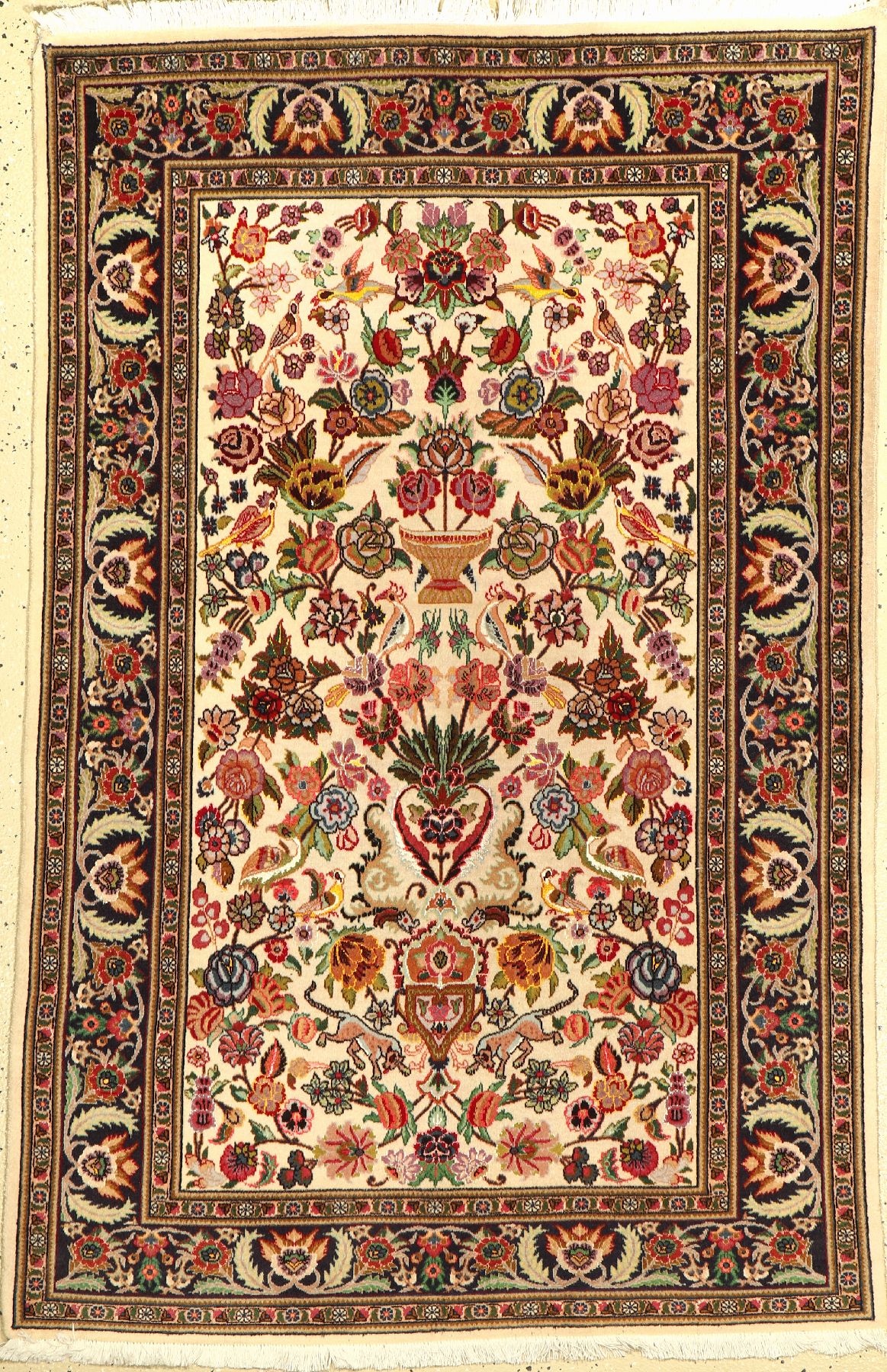Täbriz fein, Persien, ca. 50 Jahre, Korkwolle mit Seide, ca. 150 x 100 cm, EHZ: 3