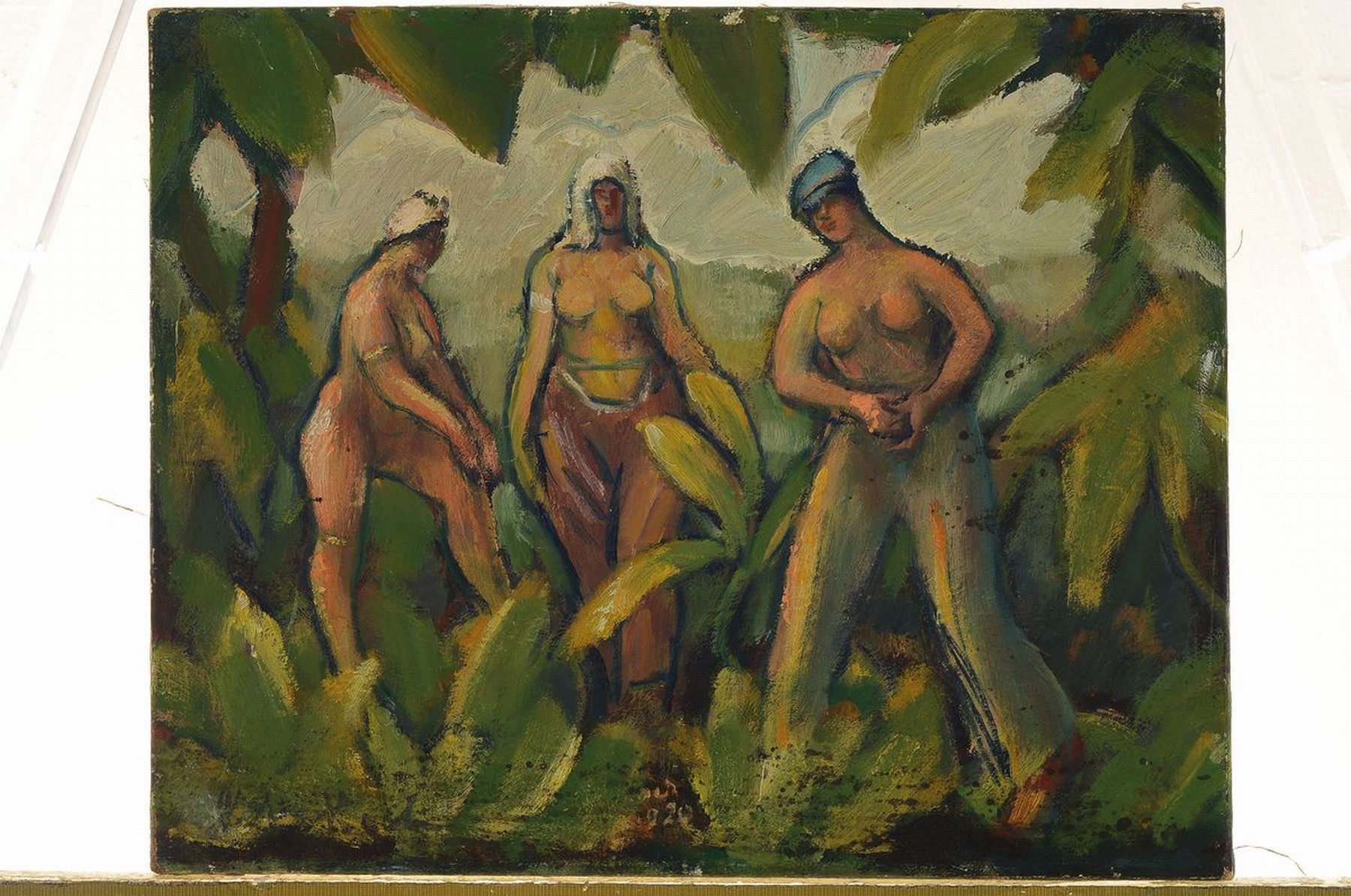 Detail k: Peter Koch, 1874 Deidesheim-1956 Gimmeldingen , Drei Personen im Wald, Öl/Lwd, links unten signiert, ca. 33x41cm