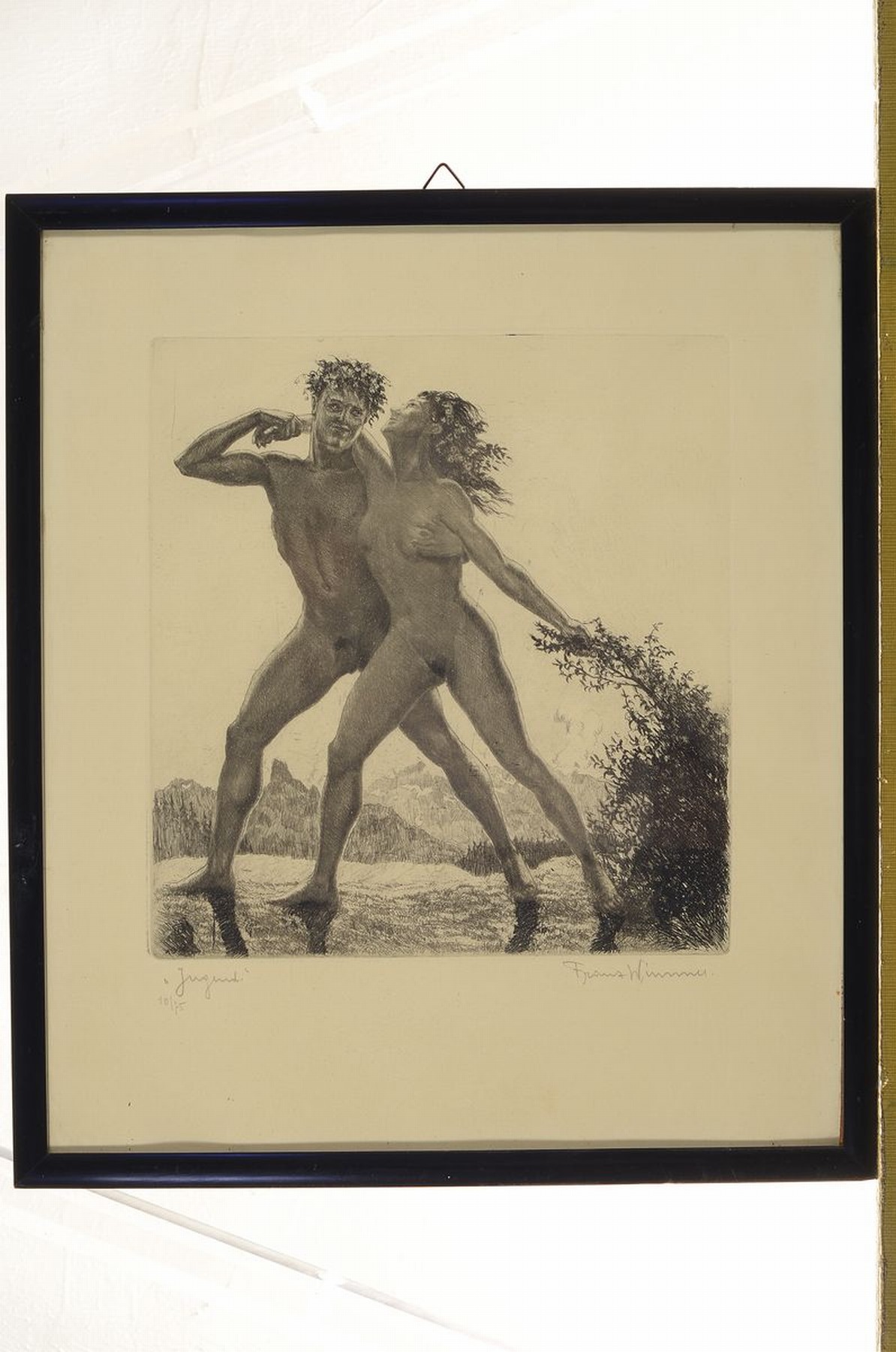 Detail k: Franz Wimmer, 1892 Wien-1974, Jugend, Radierung, handsigniert, betitelt, num. 10/75, ca. 26x24cm, u.Gl., R. ca. 42x36cm