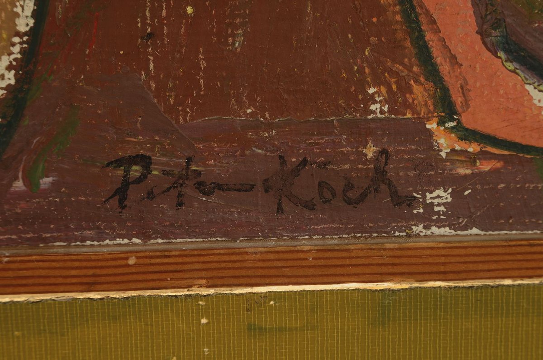 Detail a: Peter Koch, 1874 Deidesheim-1956 Gimmeldingen, Paar, Öl/grober Leinwand, rechts unten signiert, rest., ca. 39x50cm