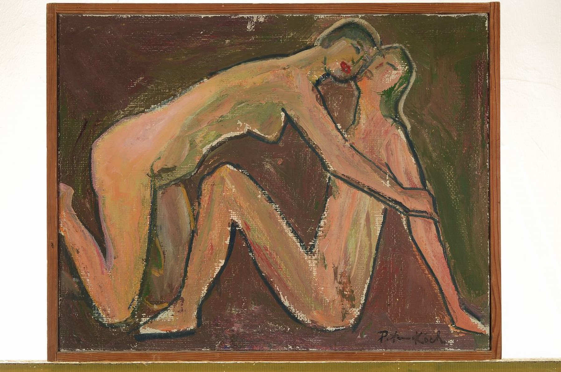 Detail k: Peter Koch, 1874 Deidesheim-1956 Gimmeldingen, Paar, Öl/grober Leinwand, rechts unten signiert, rest., ca. 39x50cm
