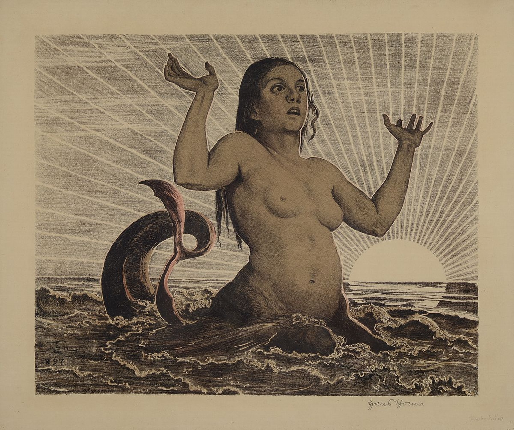 Hans Thoma, 1839 Bernau-1924 Karlsruhe, Allographie von 1897, handsigniert und bez.: Probedruck, ca. 36x45cm, u.Gl., R. ca. 47x56cm