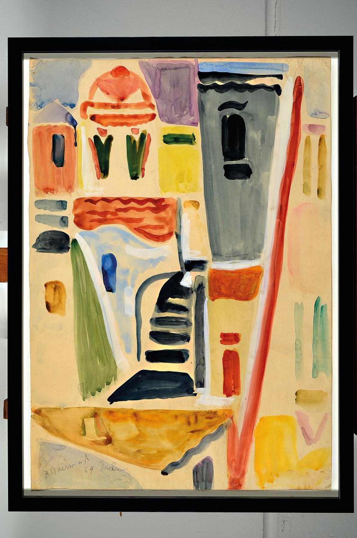 Detail k: Rudi Baerwind, 1910-1982 Mannheim, Studium in Berlin, München und Paris, war Schüler von Fernand Leger, hier: Ischia, Gouache auf Papier, links ...