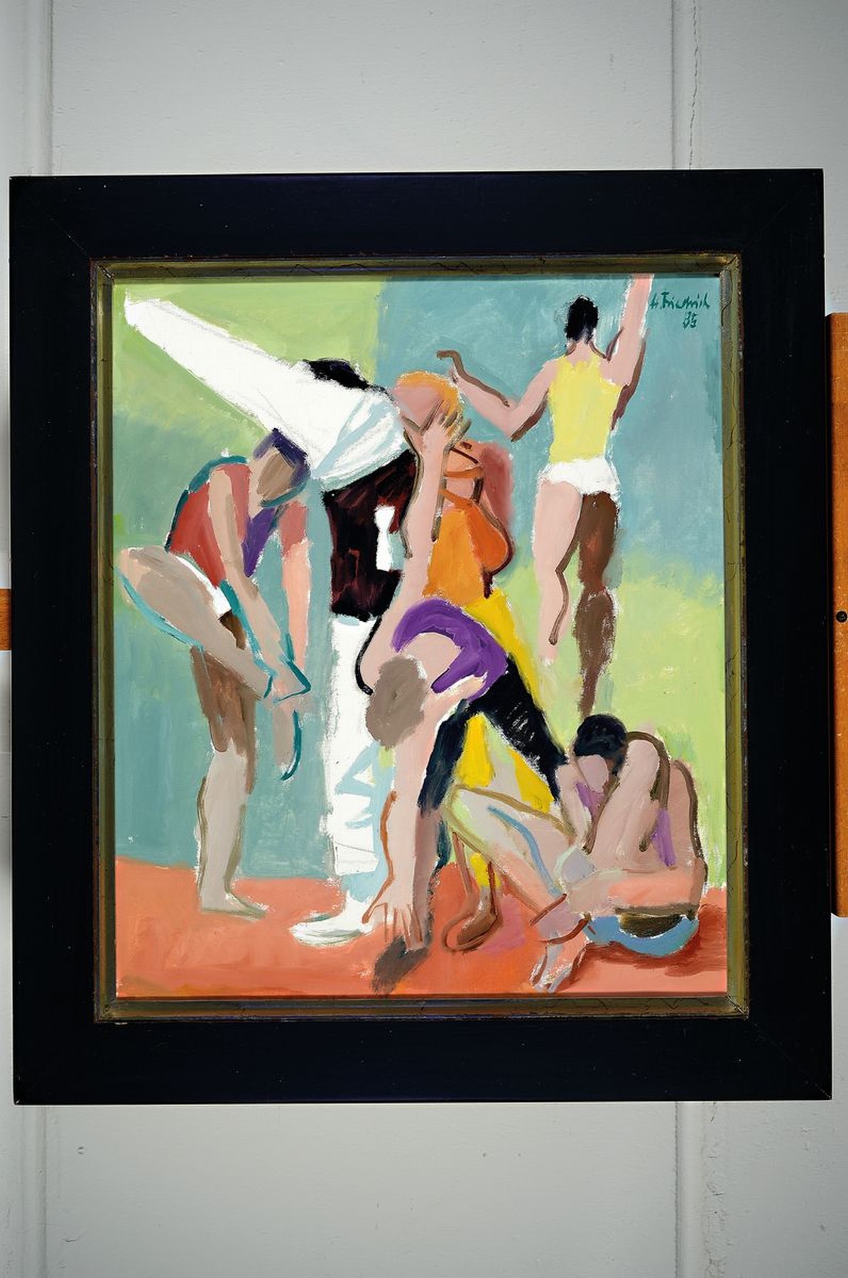 Detail k: Heinz Friedrich, 1924-2018 Schwetzingen, Studium an den Akademien Stuttgart und Karlsruhe, hier: Artisten, Öl/Lwd, lockerer Farbauftrag, gebrochene ...