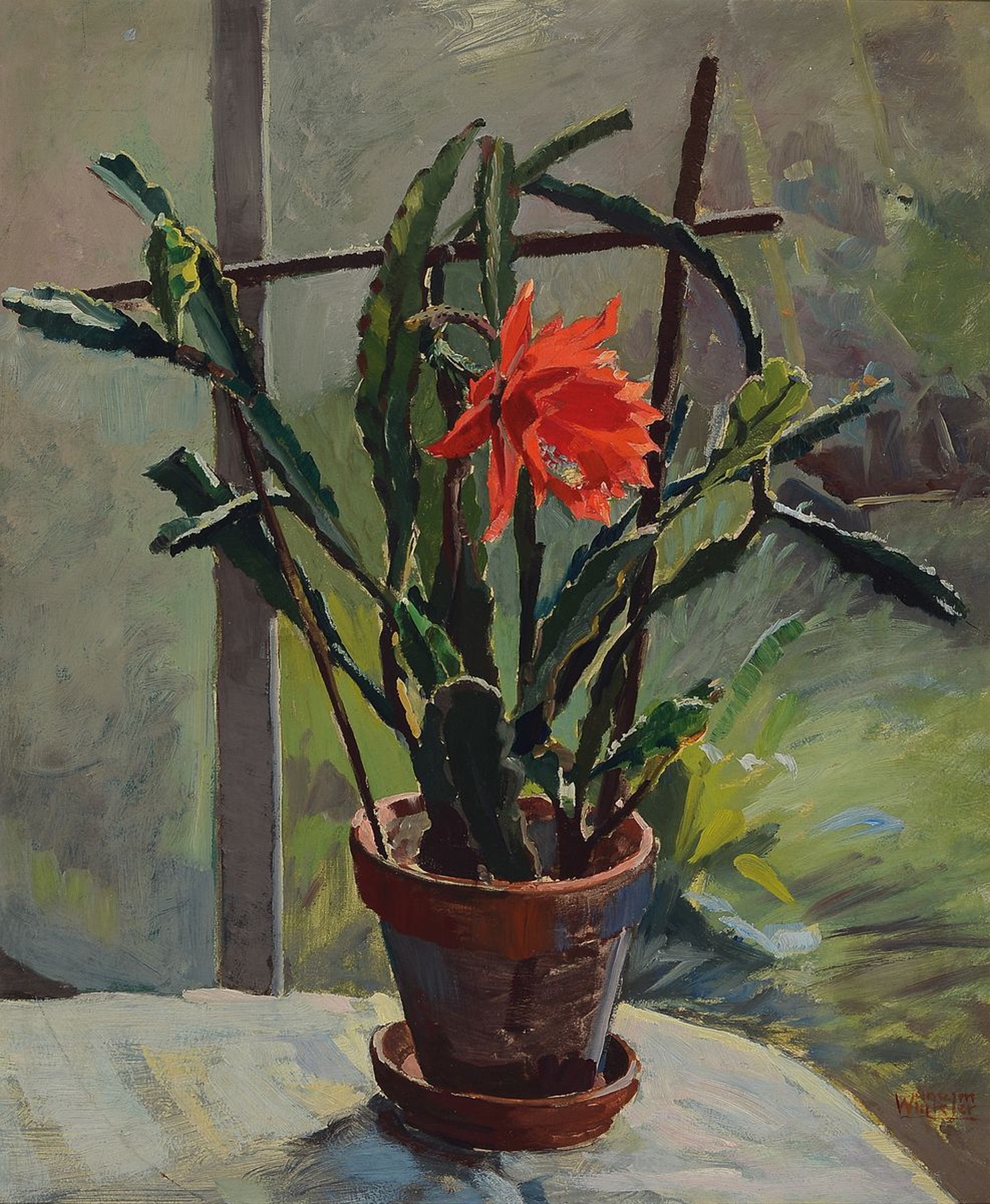 Wilhelm Winkler, 1882 Heidelberg-1964 Karlsruhe, Studium an der Akademie Karlsruhe bei Fehr und Georgi, hier: Blätterkaktus, rückseitig so betitelt ...