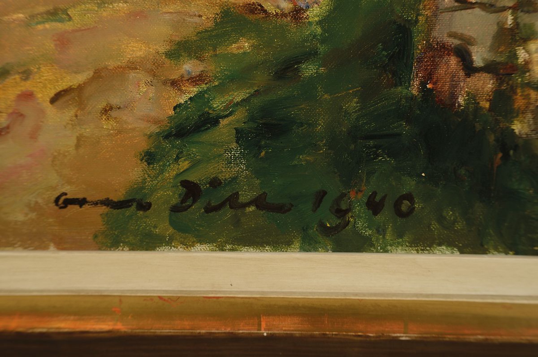 Detail a: Otto Dill, 1884 Neustadt-1957 Bad Dürkheim, Deutsche Kavallerie vor dem Kaplaneihof bei Landau, Öl/Lwd, rechts unten signiert und dat.1940, ca. ...