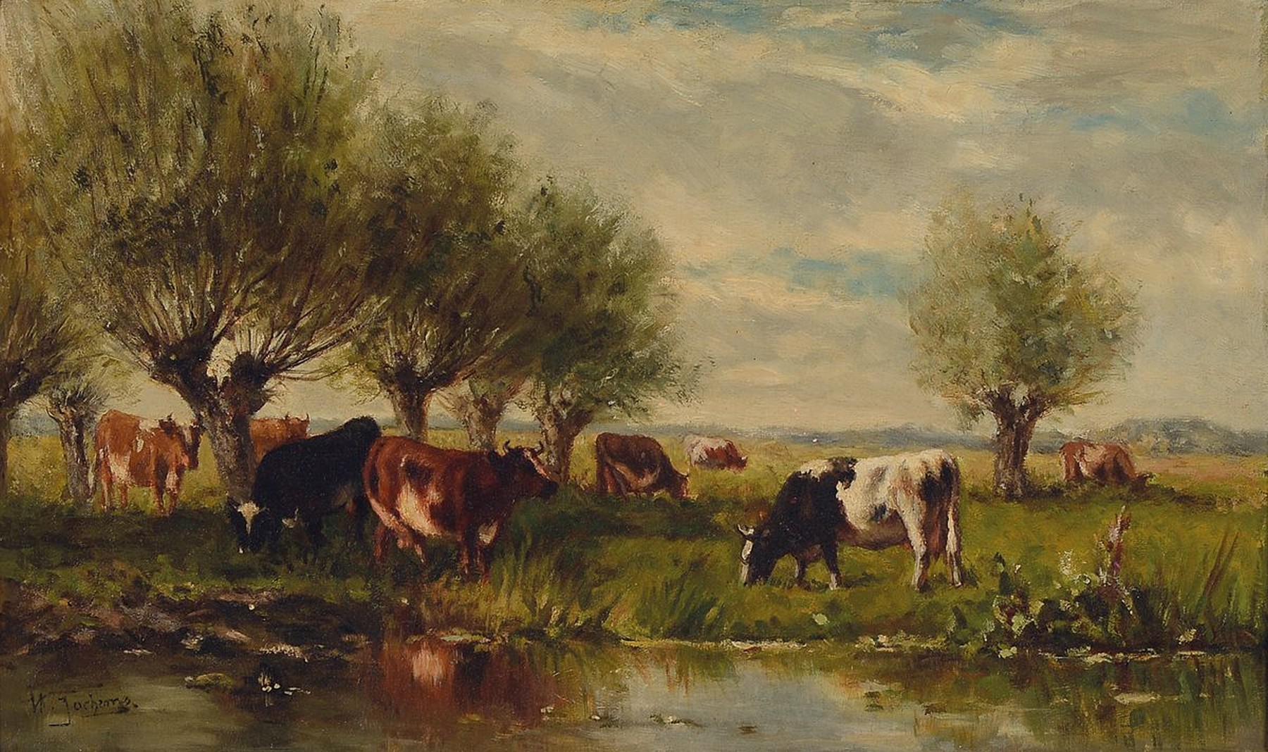 Hyacinth Jochems, belgischer Tiermaler der 2 .H.19.Jh., Jochem war mit Werken auf dem Salon Triennal 1875 u. dem Cercle des Artistes 1877 in Brüssel ...